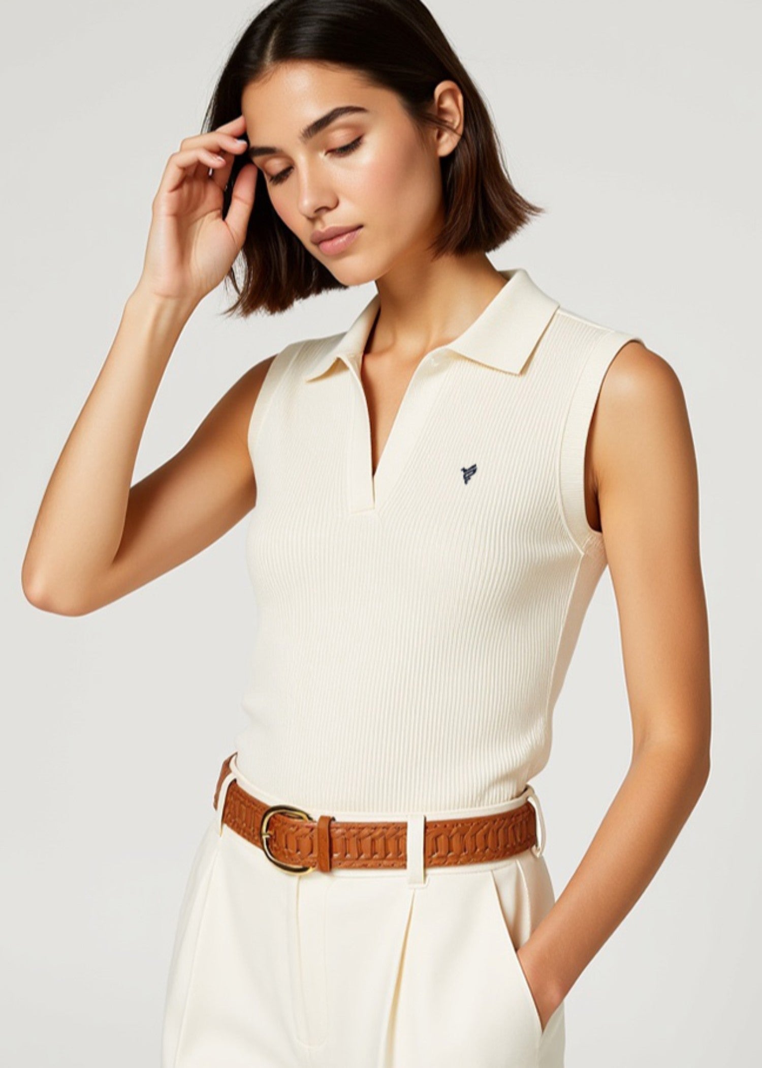 cotton Polo Shirt in Cream
