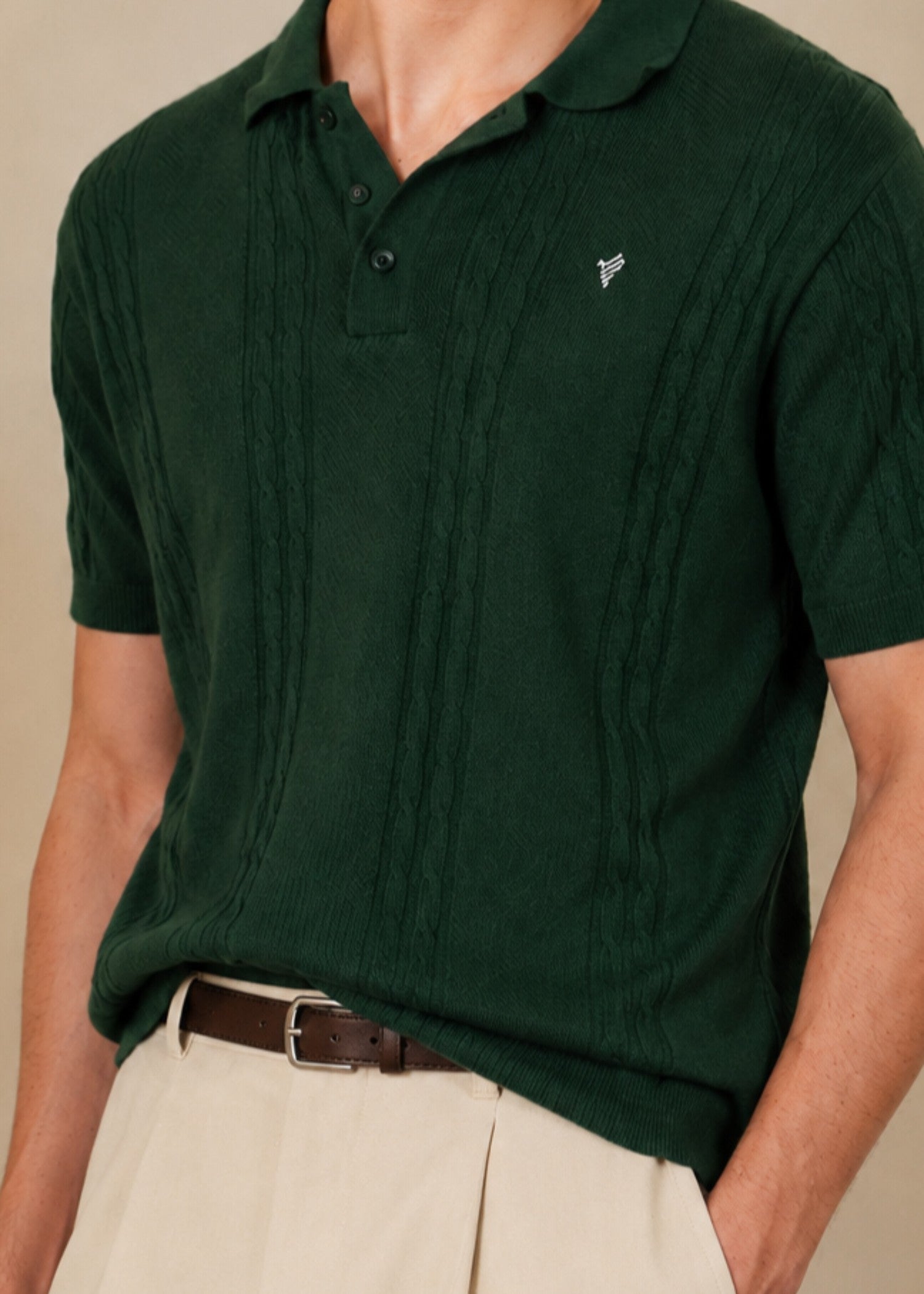 cotton Polo Shirt in Hunter green