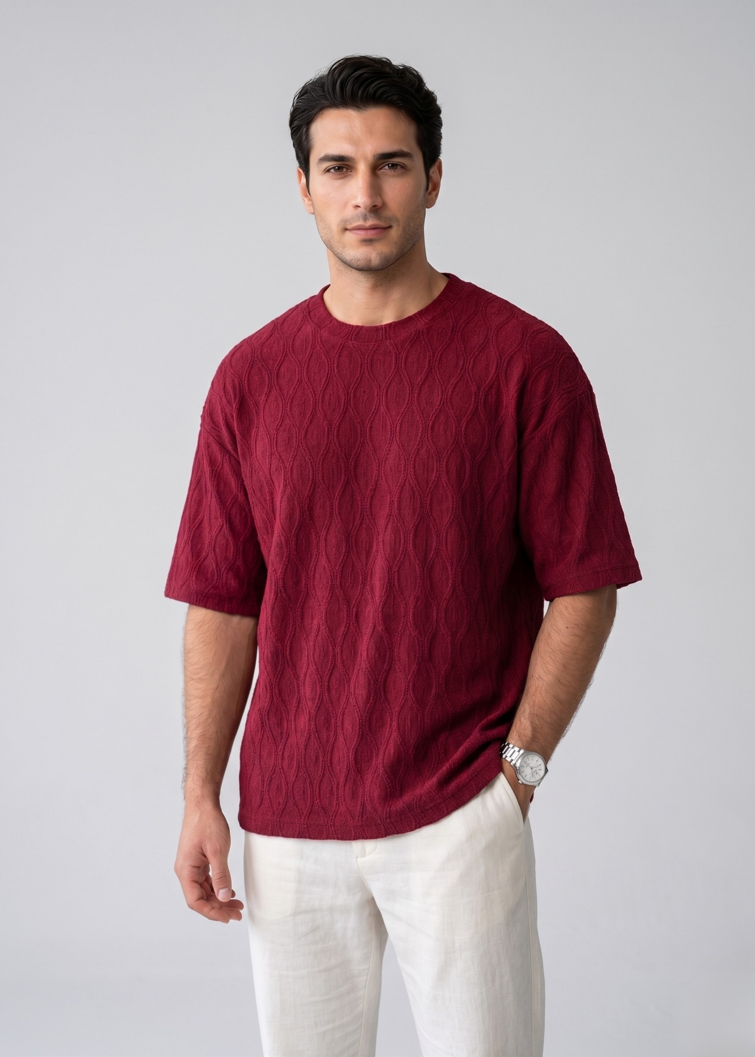 jacquard T Shirt in Red