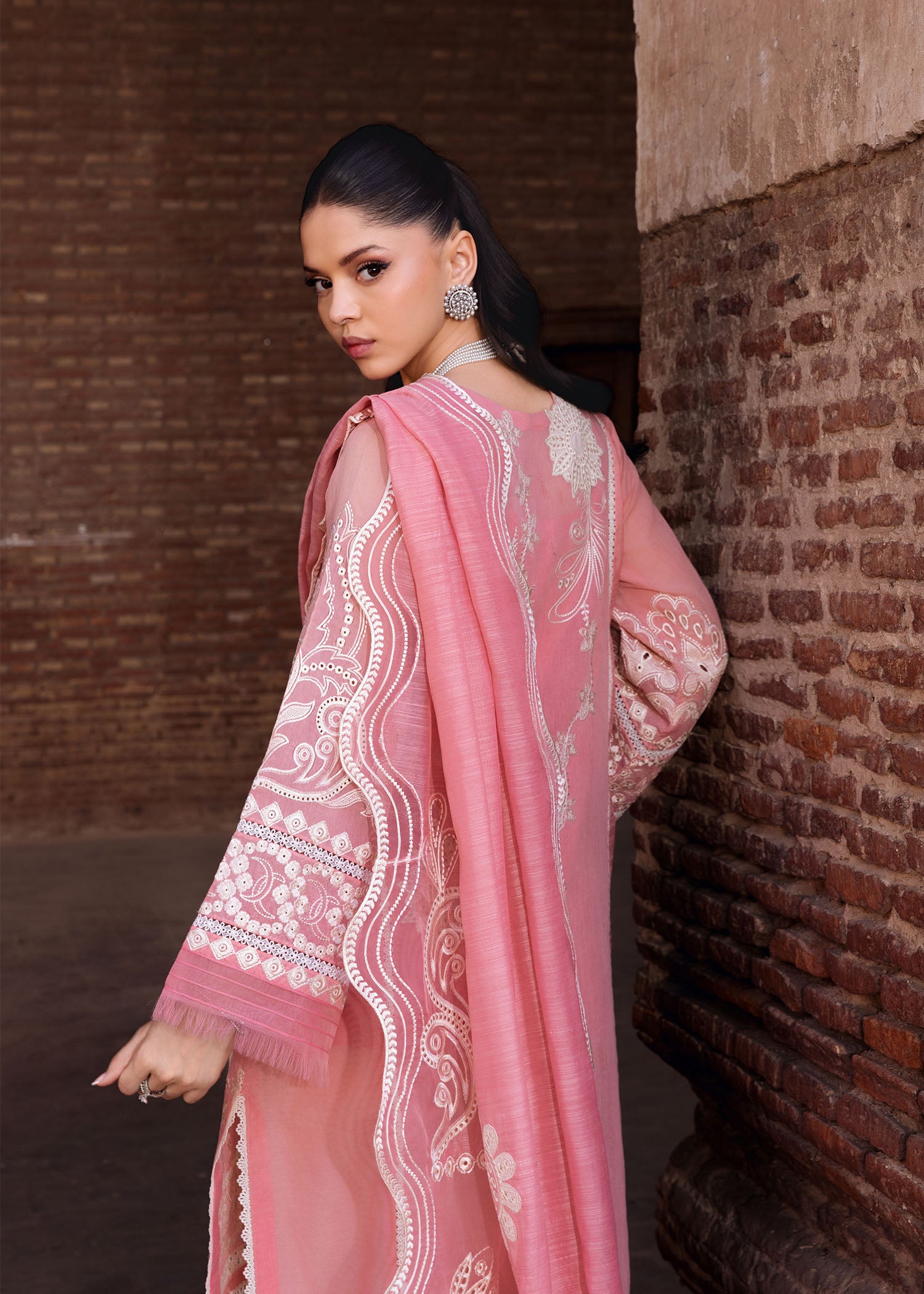 paper lawn Kurta Set in Blush pink