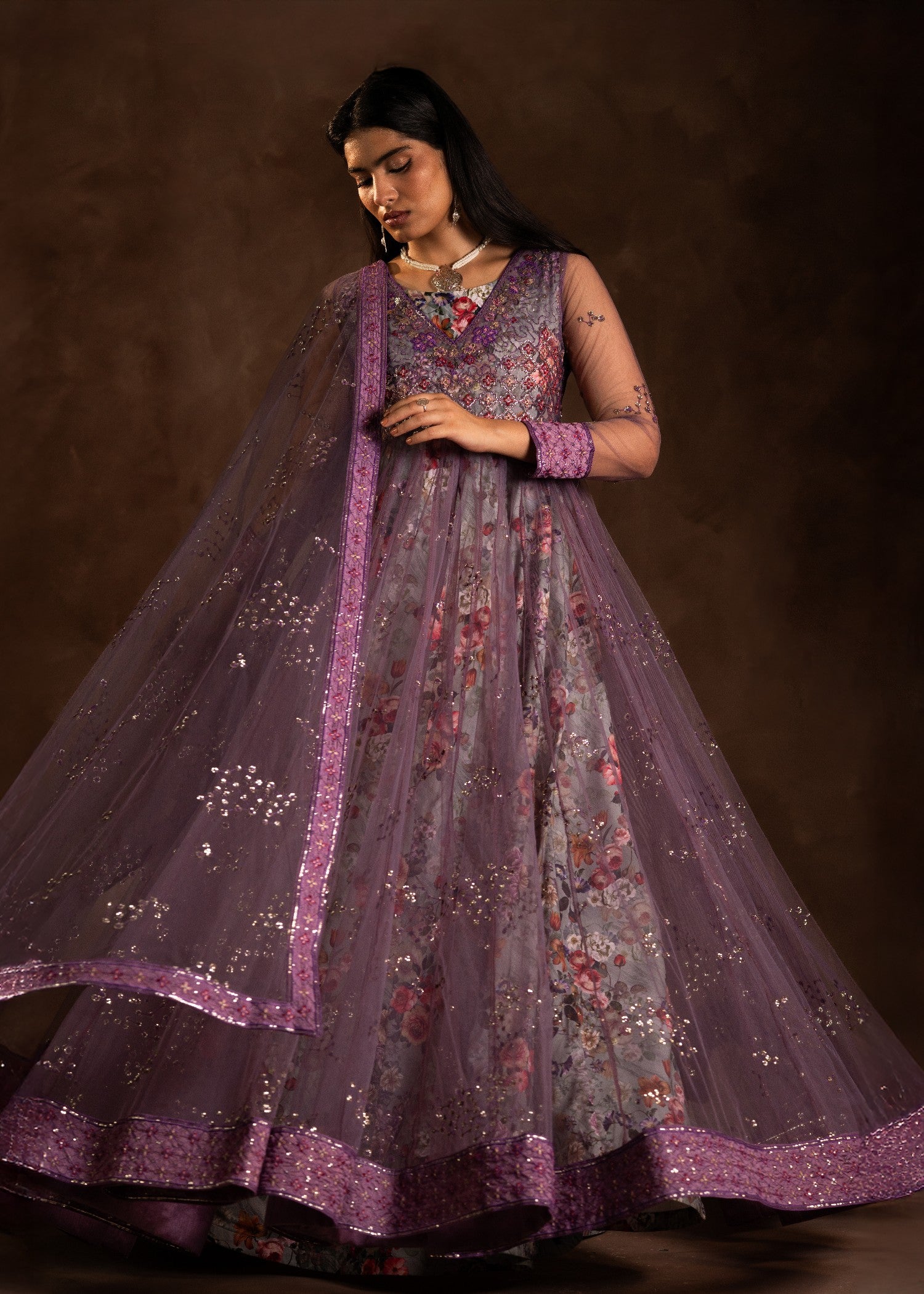 net Maxi in Grey, purple