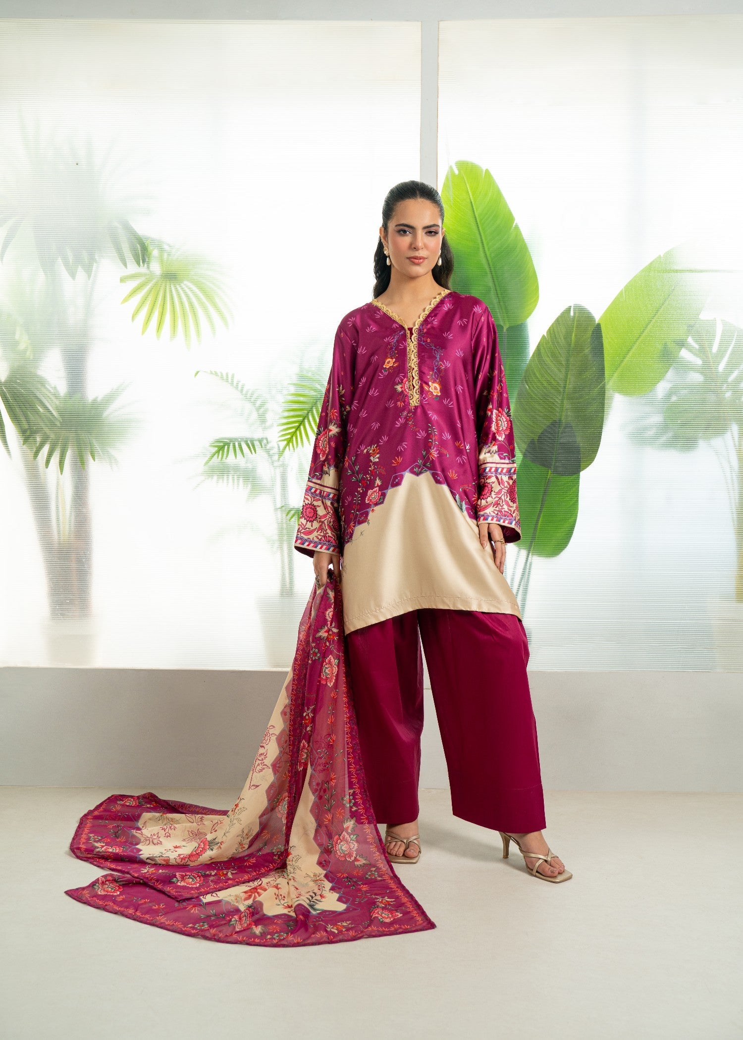 silk Unstitched in Shocking pink