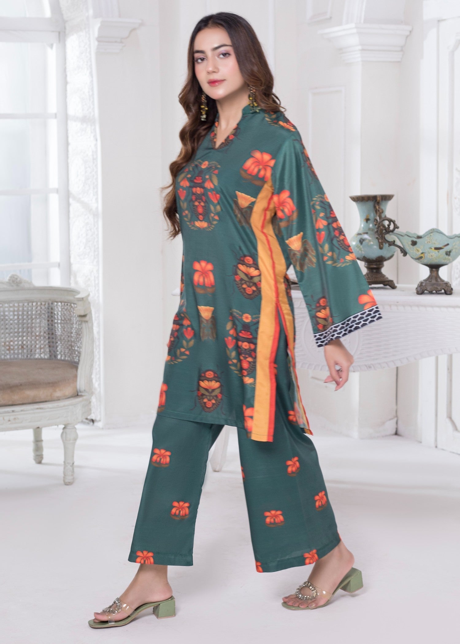 polyester crepe Co Ord Sets in Green