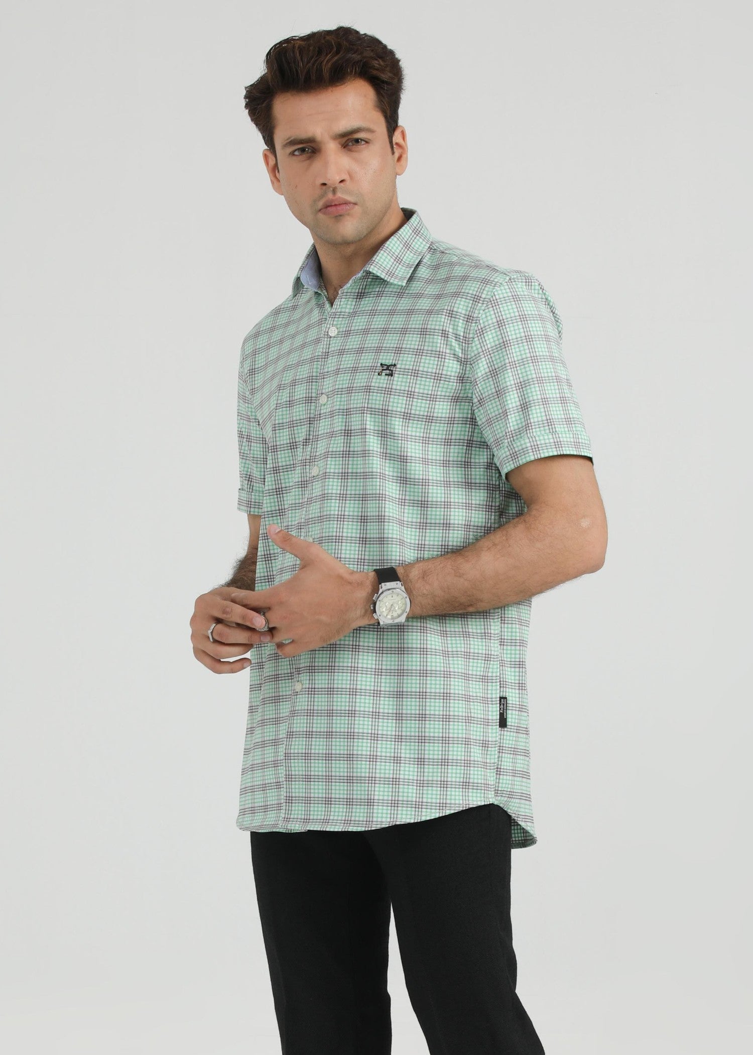 cotton dobby Casual Shirt in Mint green