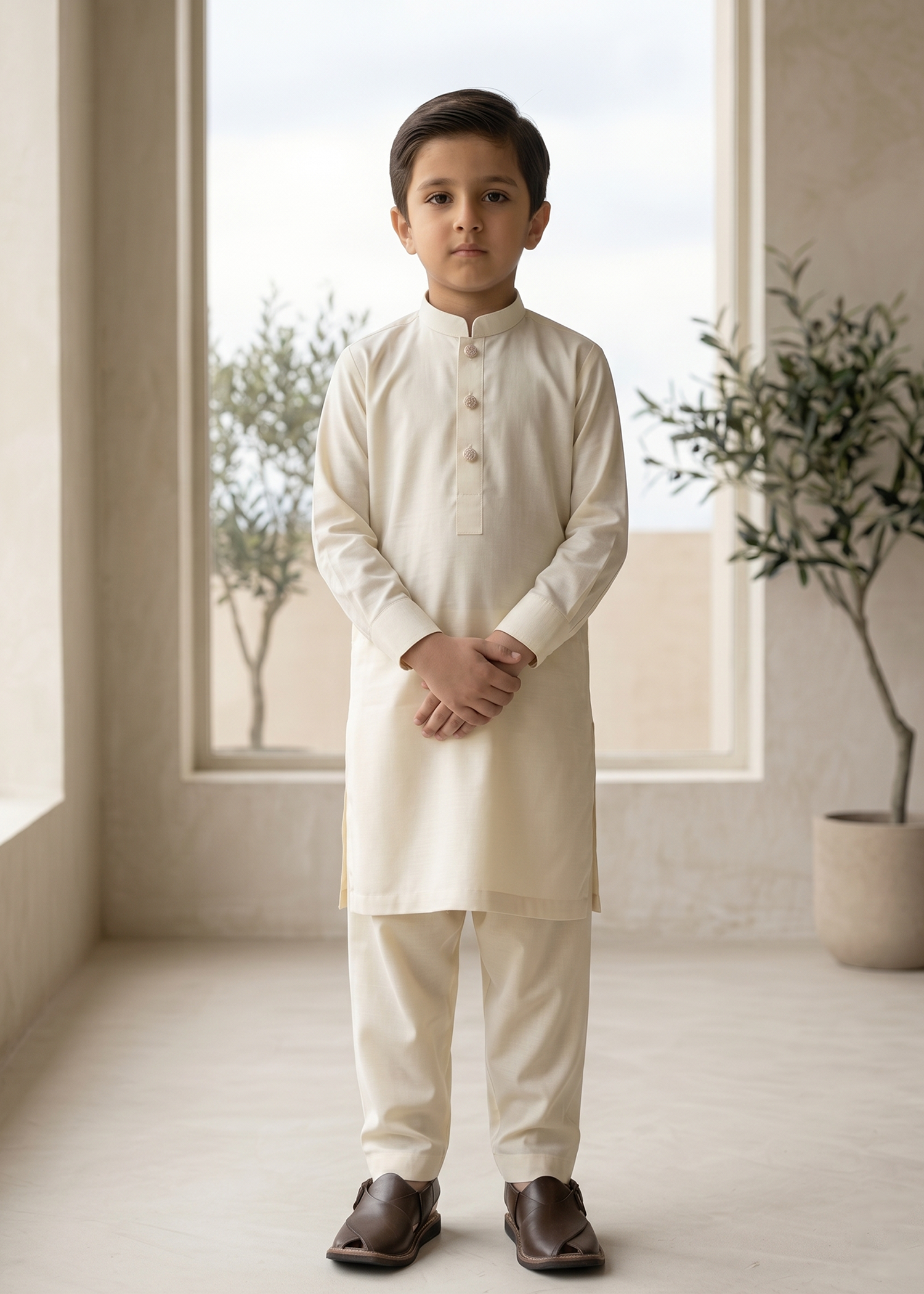 wash & wear Kurta Set in Cream