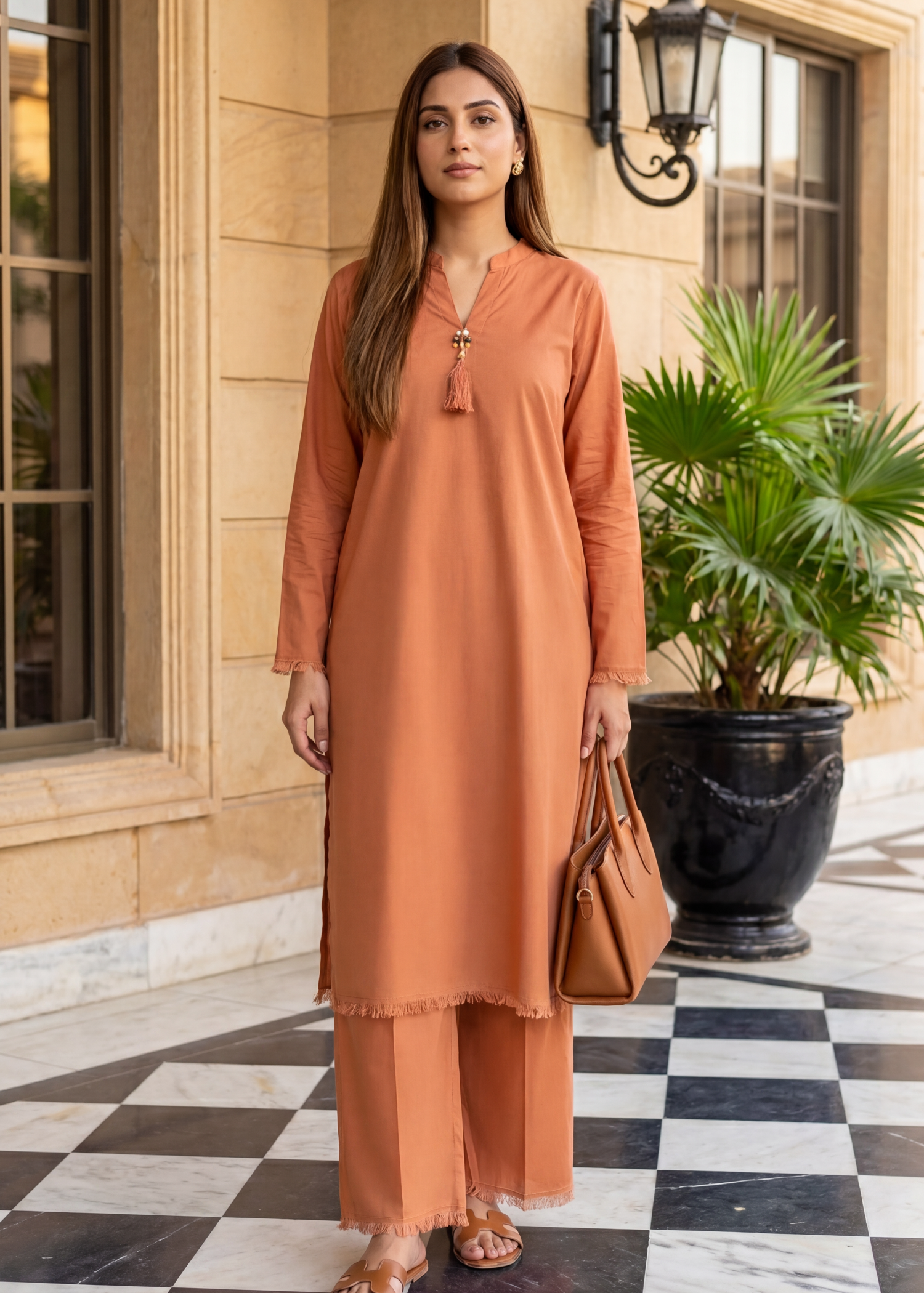 cotton Co Ord Sets in Desert orange