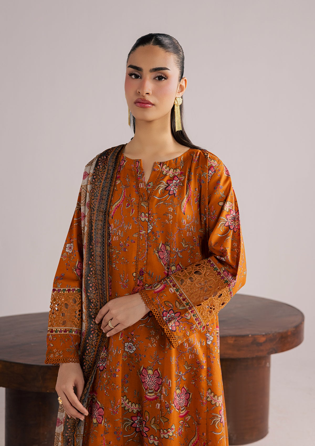 lawn Kurta Set in Mustard