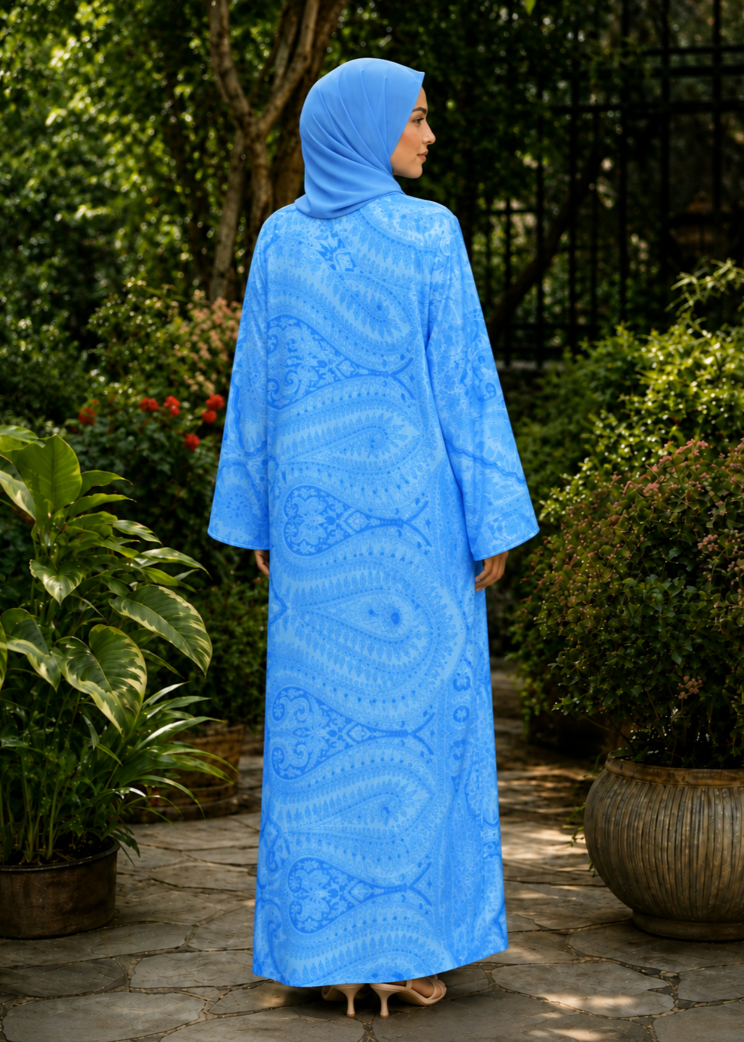 silk georgette Abaya in Baby blue