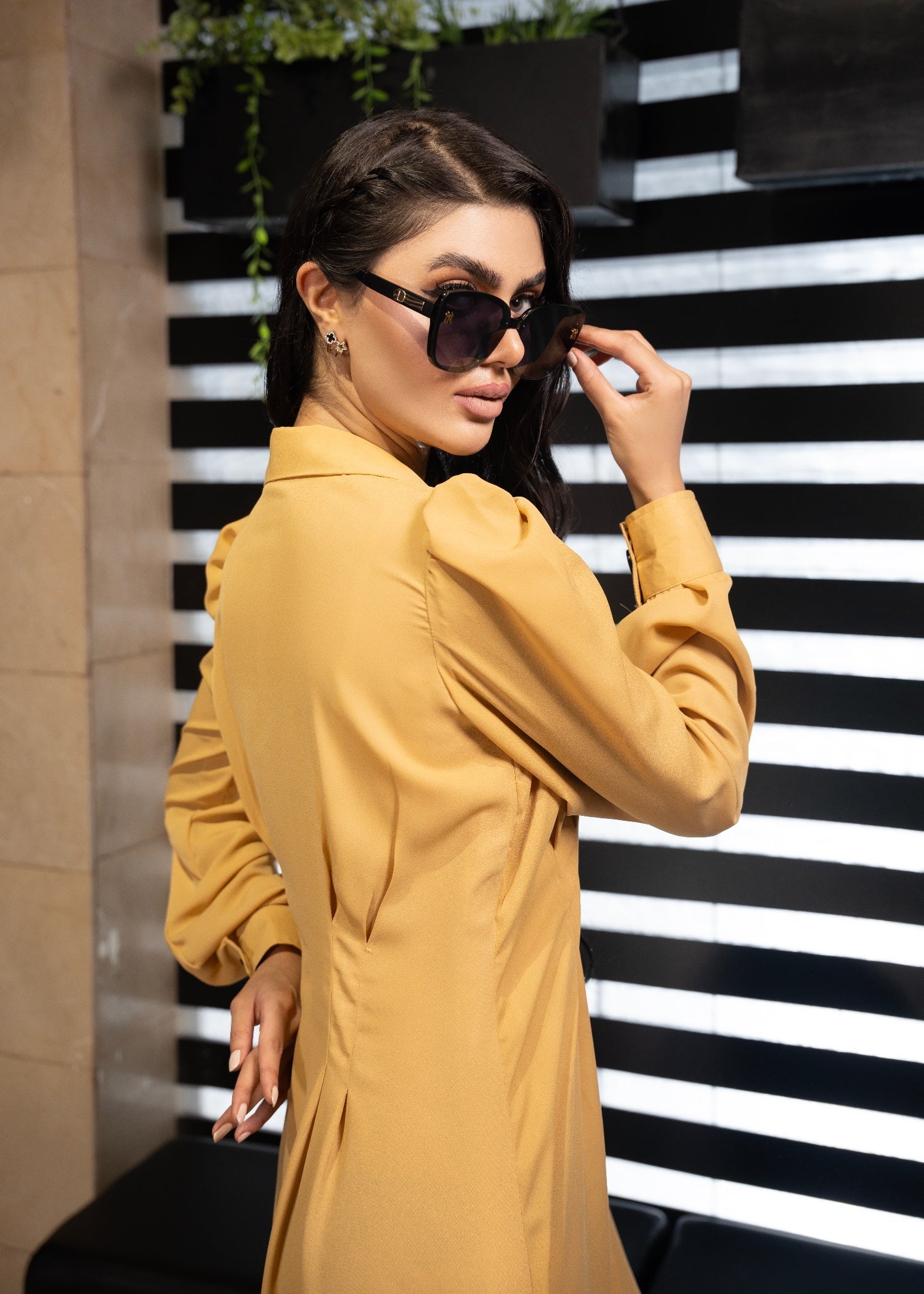 crepe georgette Dress in Butter