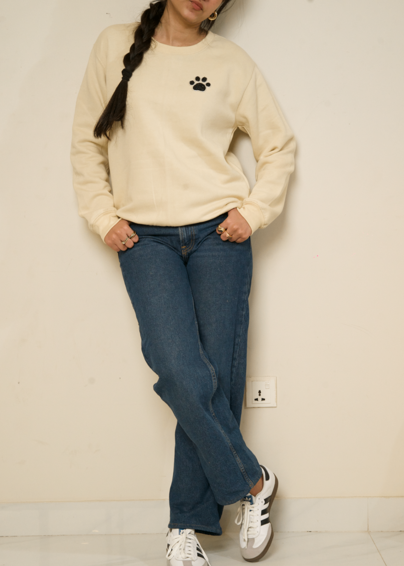 fleece Sweatshirt in Cream