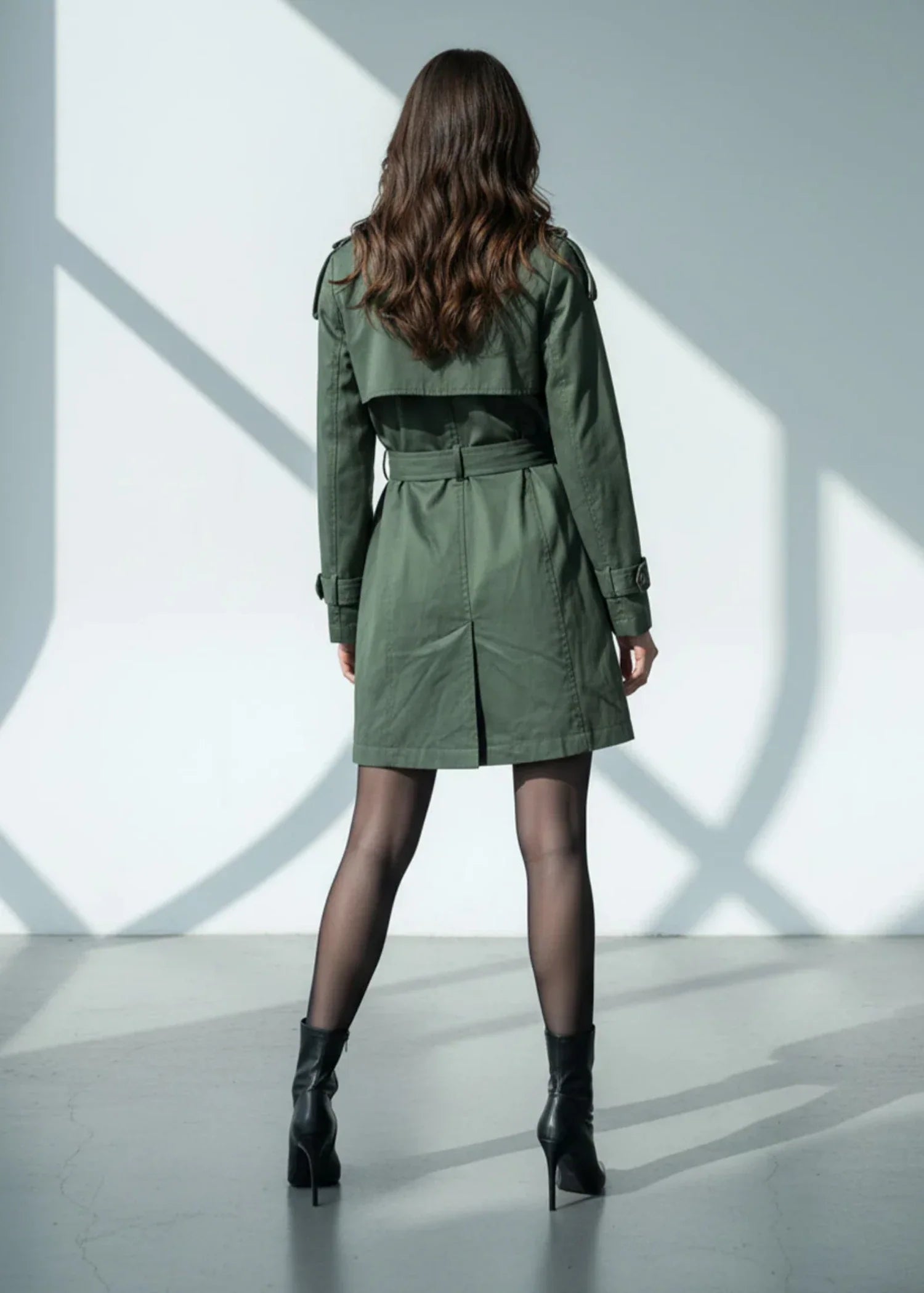 acrylic wool Coat in Olive green
