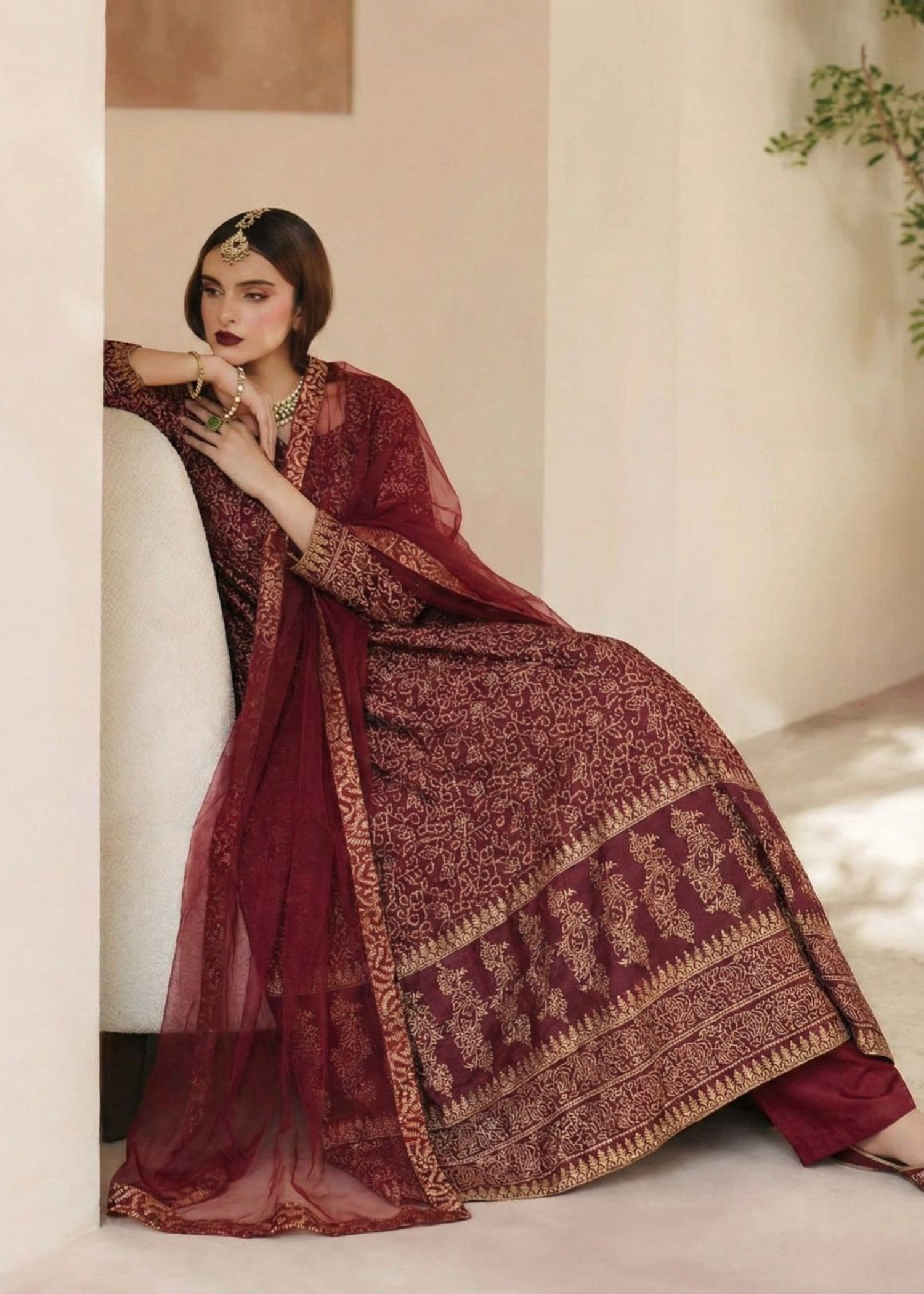kattan silk Maxi in Dark coral