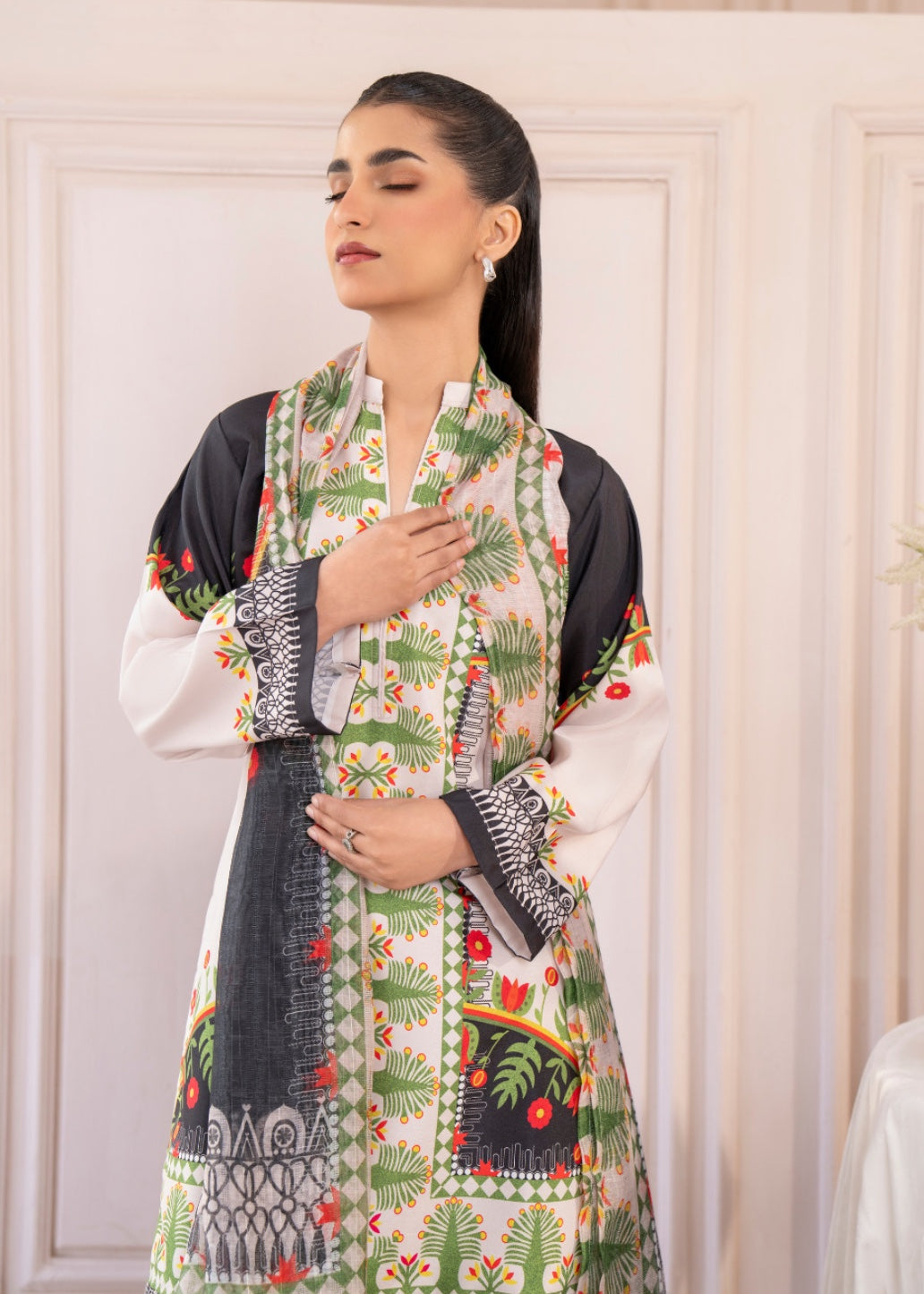 slub cambric Kurta Set in Off-white