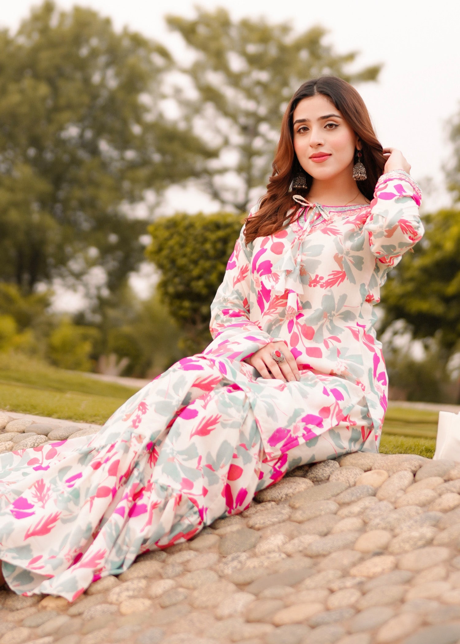 poly lawn Gharara in Multi