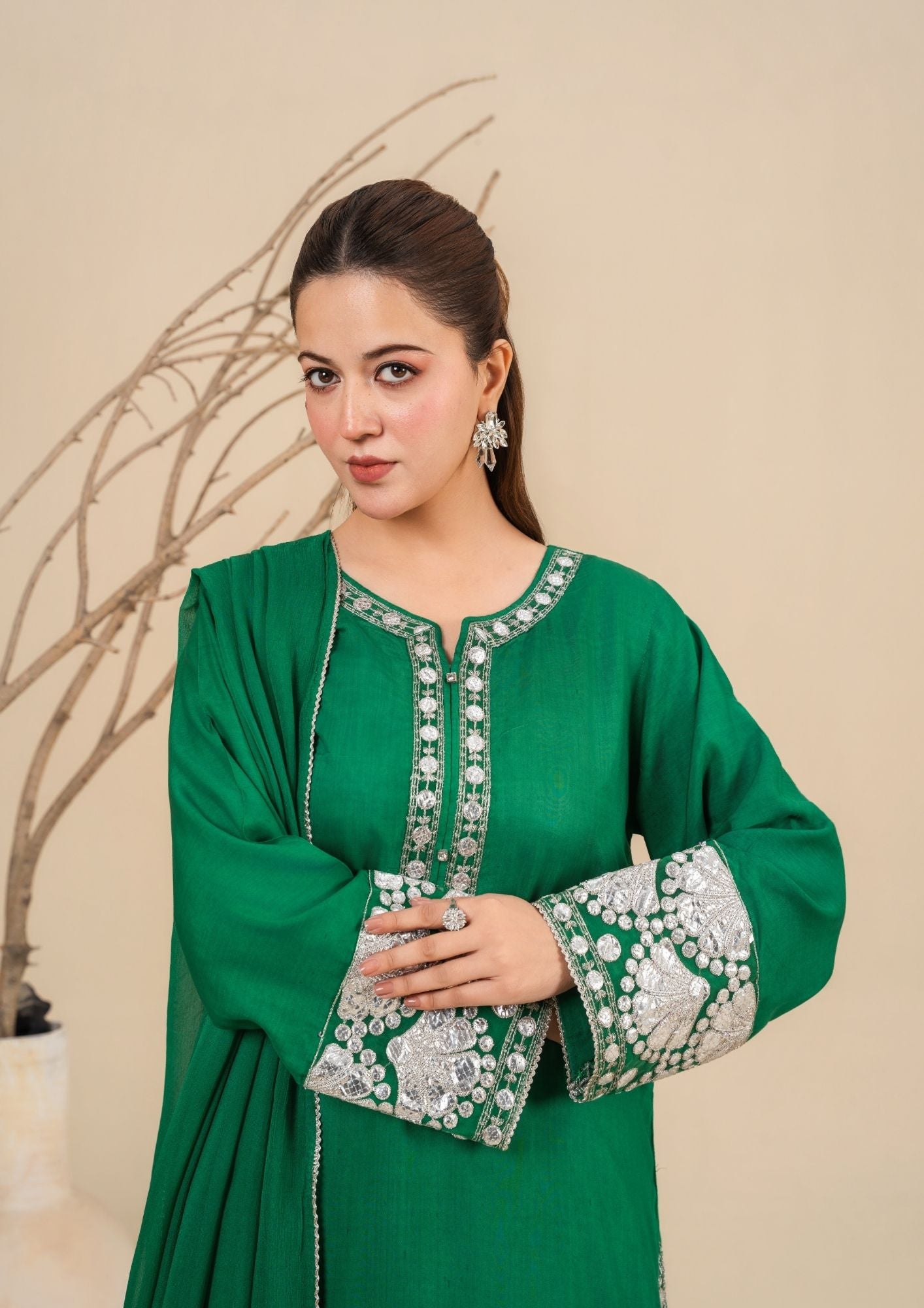 viscose thai silk Kurta Set in Sea green