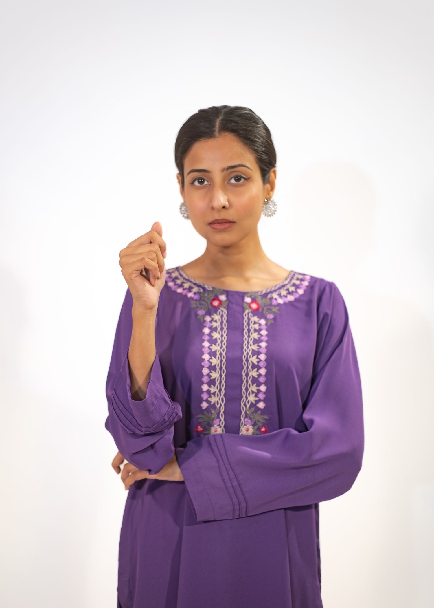 georgette Kurta Set in Lilac
