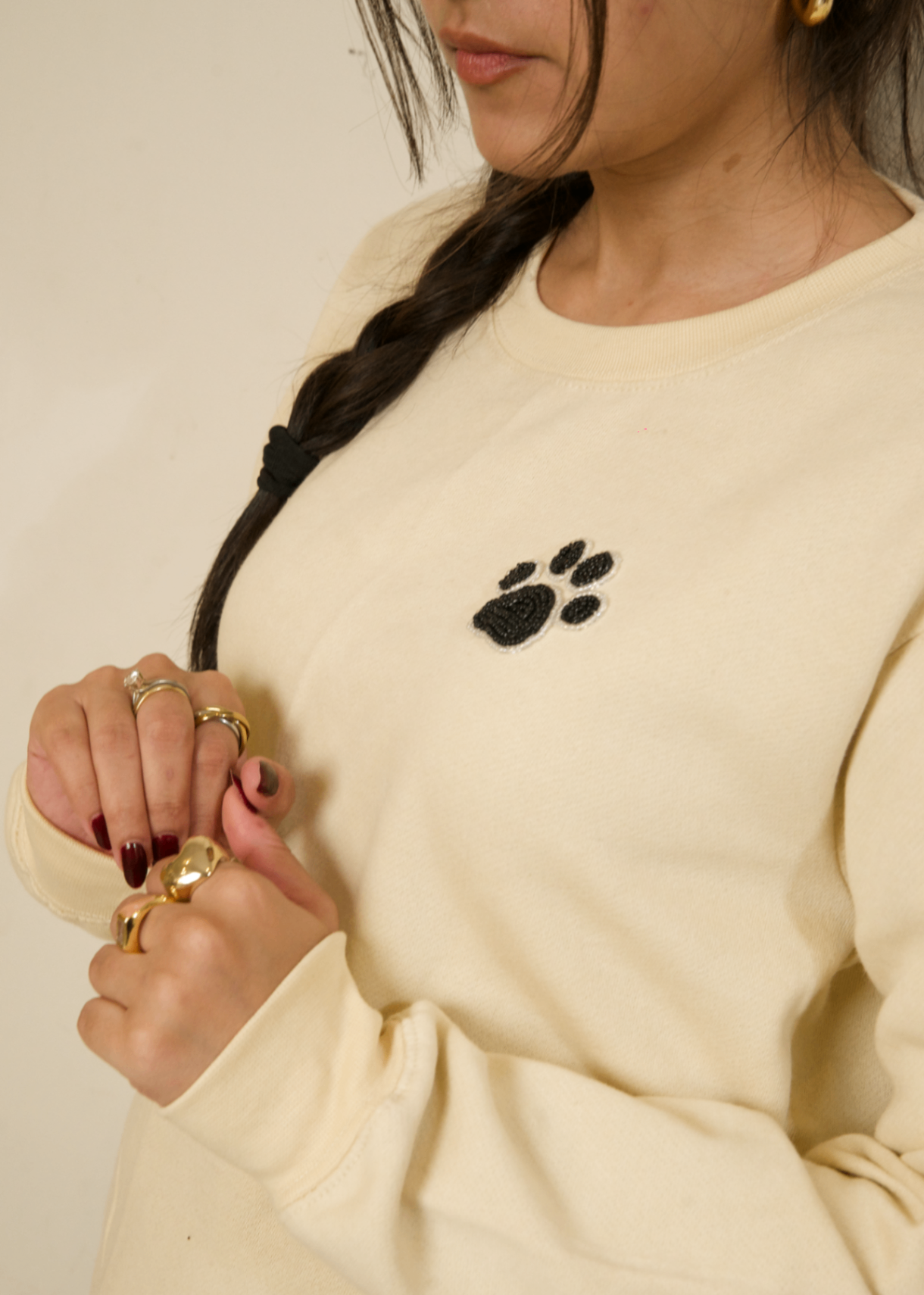 fleece Sweatshirt in Cream