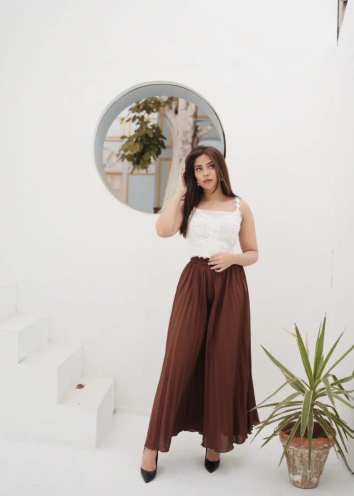 crepe Trousers in Brown