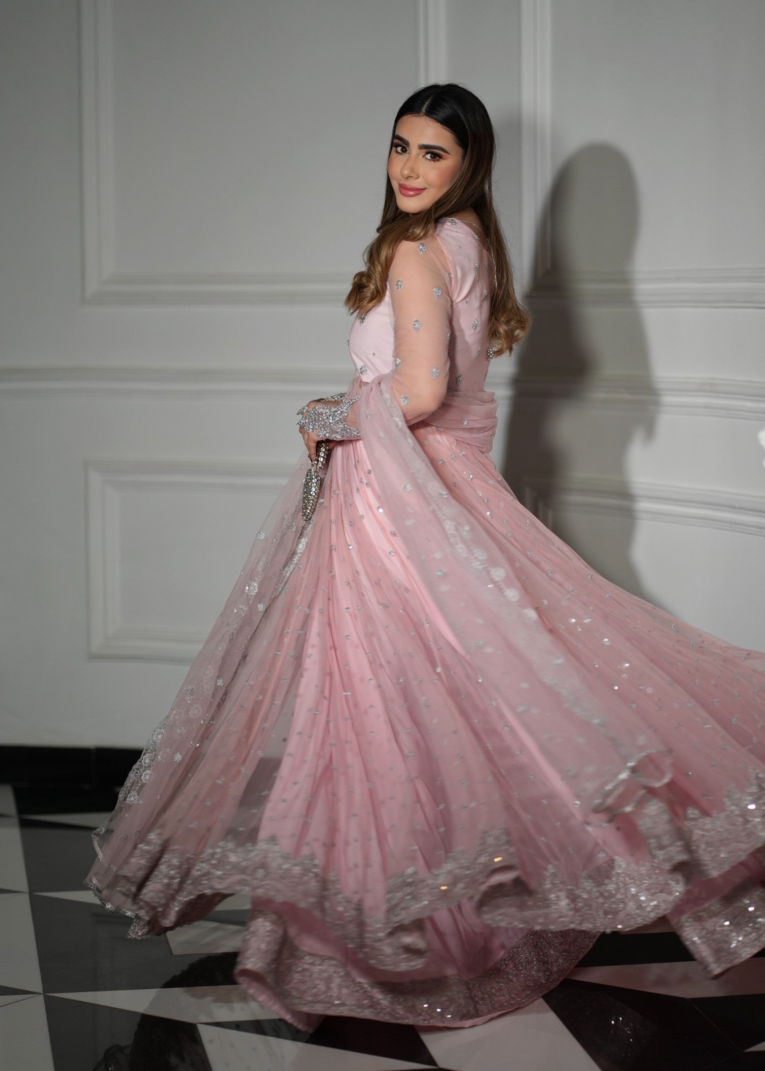 net Pishwas in Pink