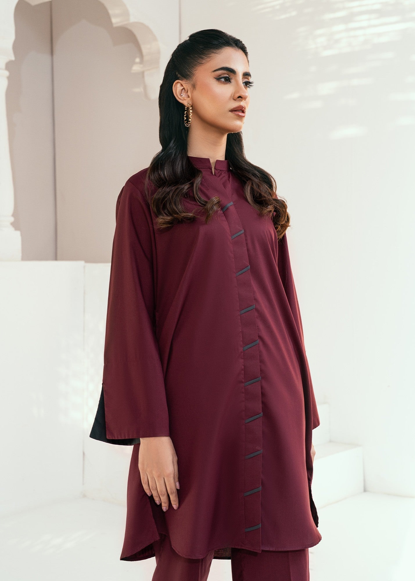 wash & wear Co Ord Sets in Burgundy