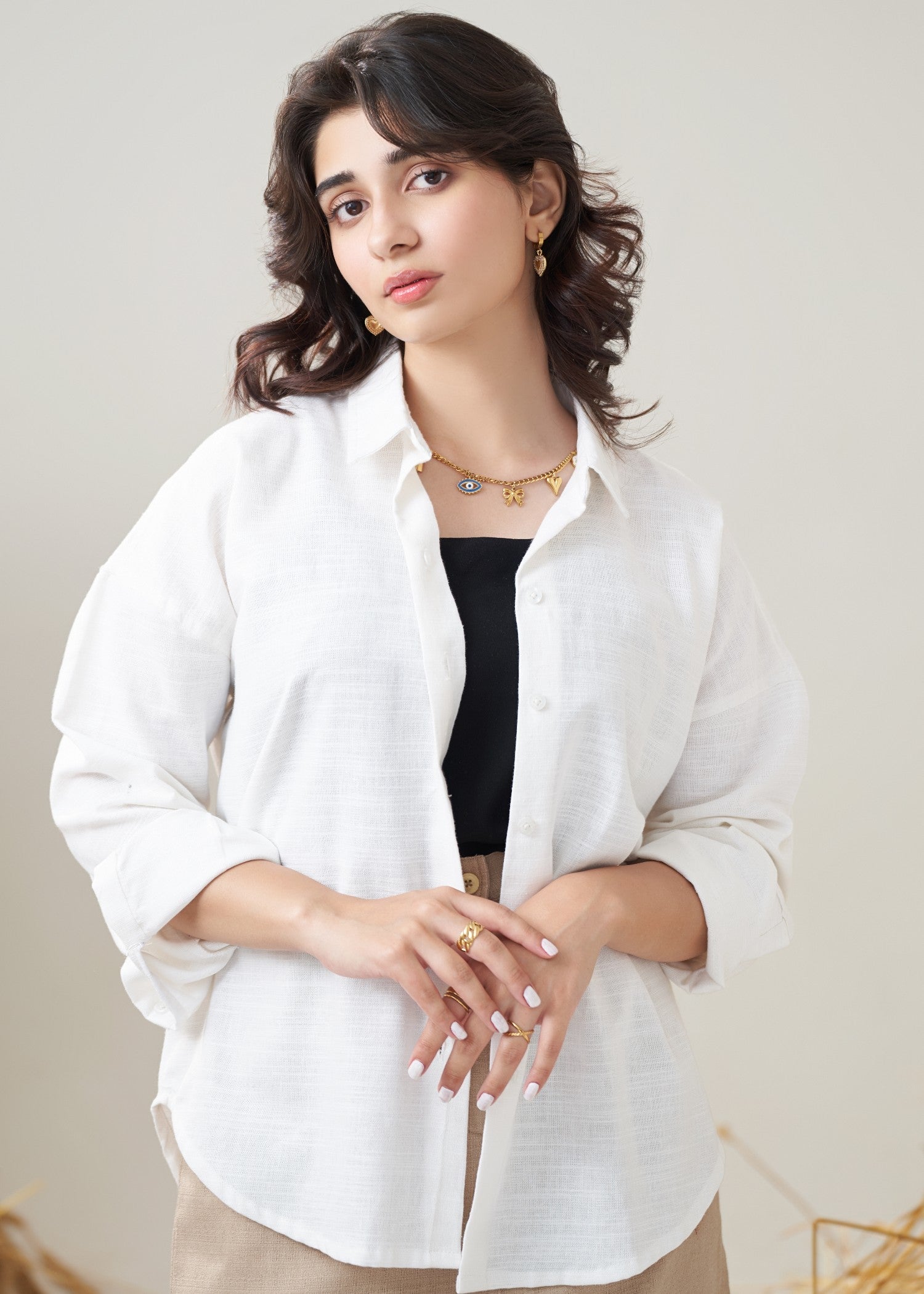 linen Top in White