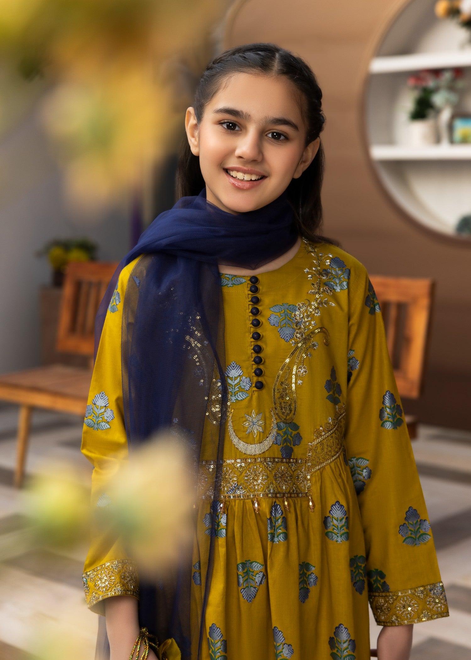 lawn cotton Sharara in Mustard
