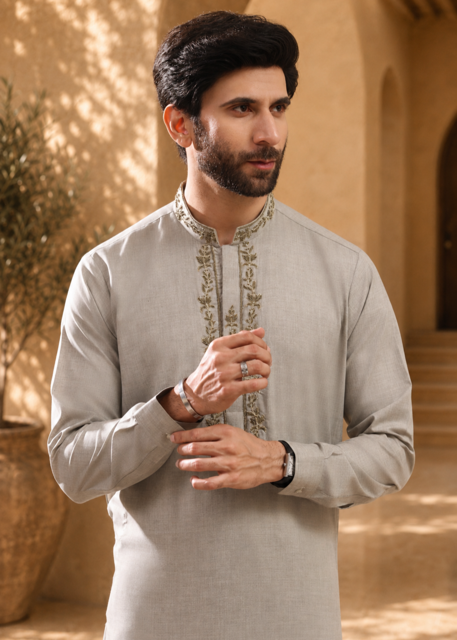 wash & wear Shalwar Kameez in Smoke grey by The Great Masters (TGM)