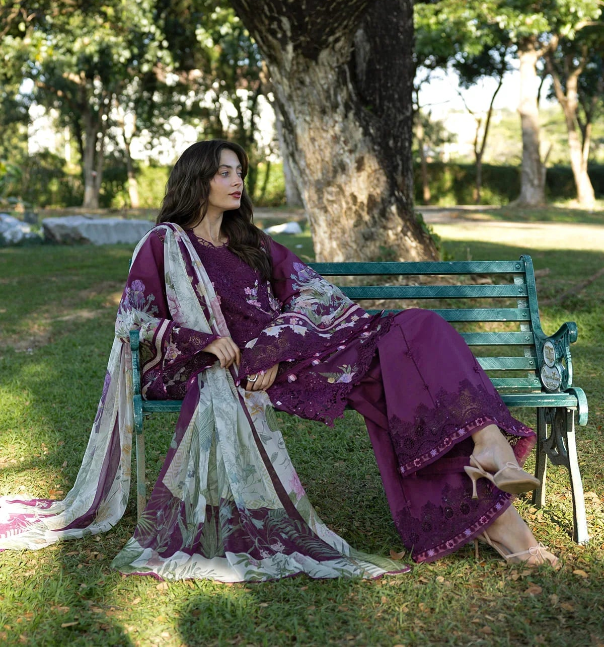 Signature Embroidered Lawn Prints – ESA-5B DARLING PLUM