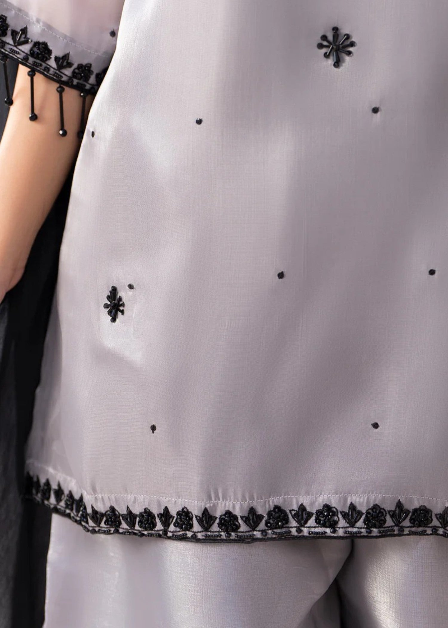 silk Kurta Set in Silver