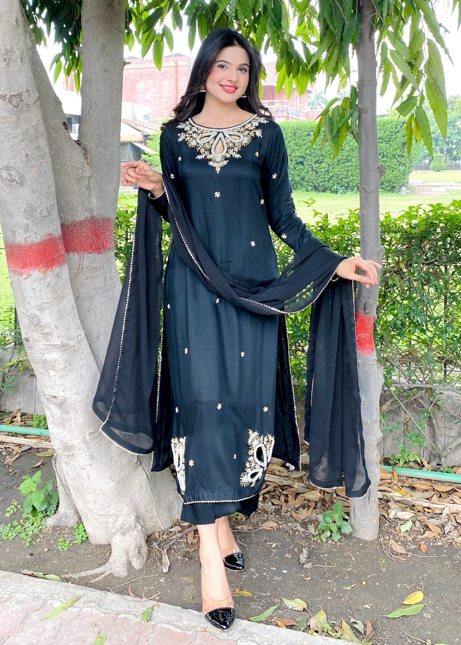 viscose Kurta Set in Black