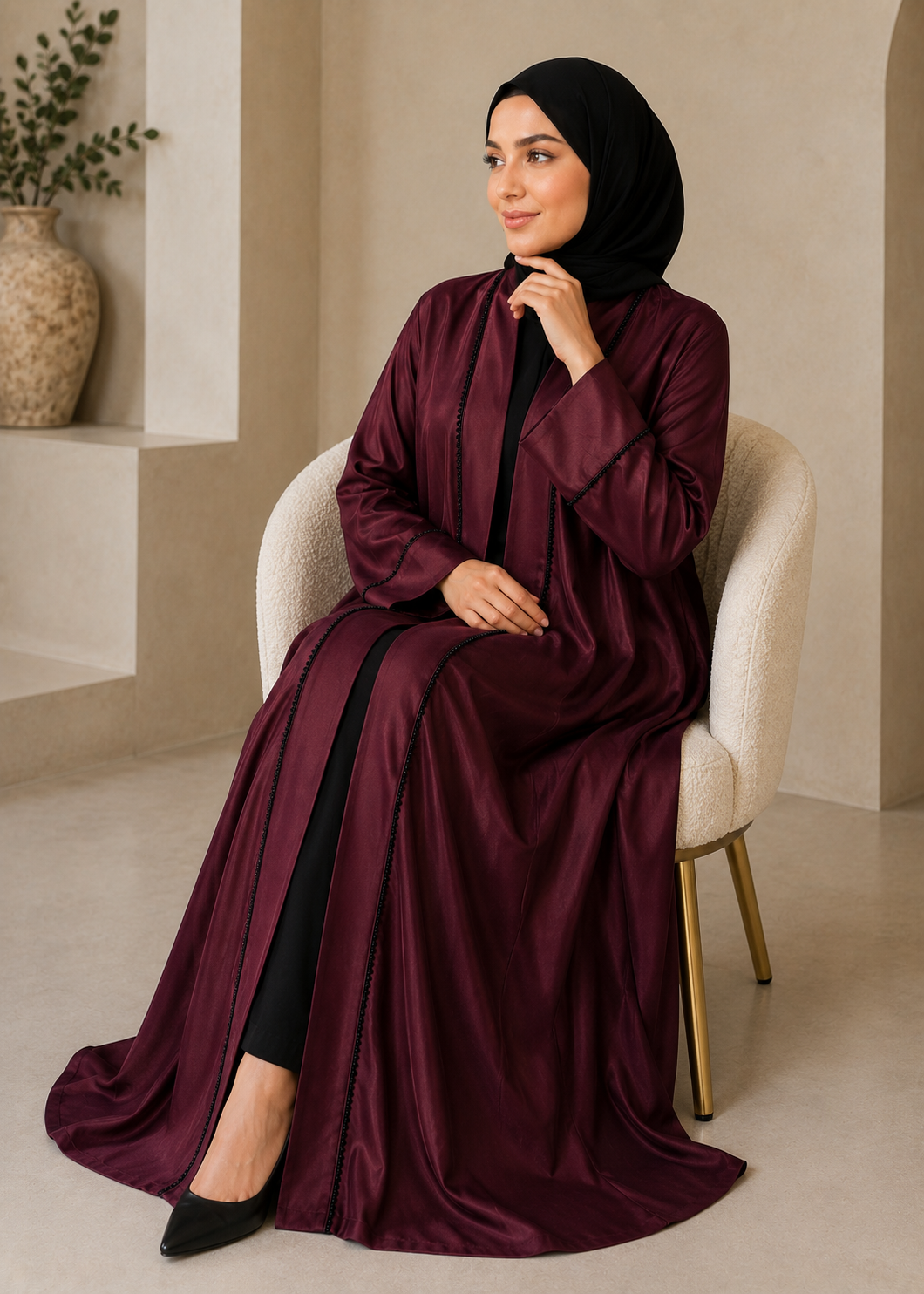 nidha blend Abaya in Maroon