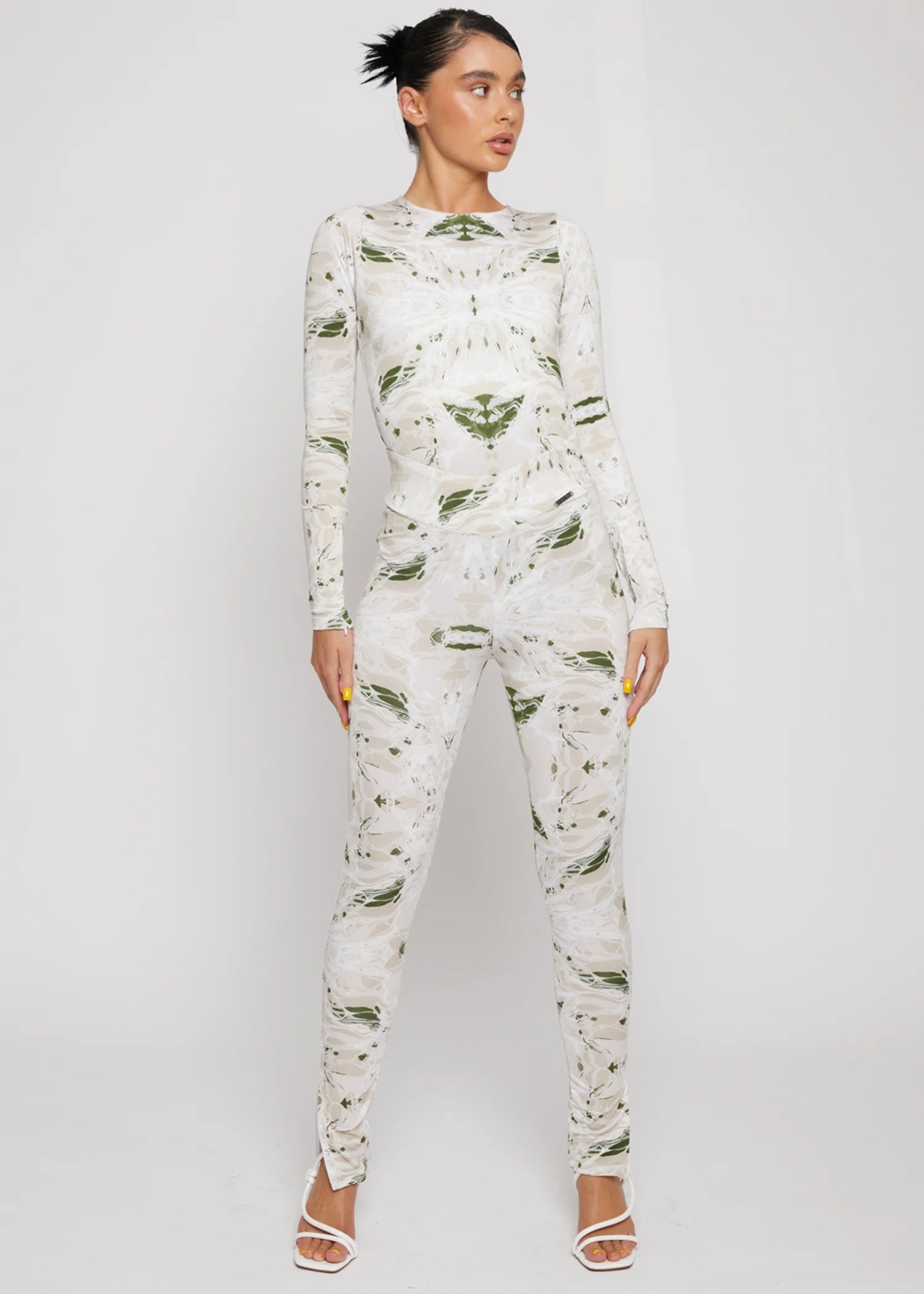 polyester-spandex Leggings in White