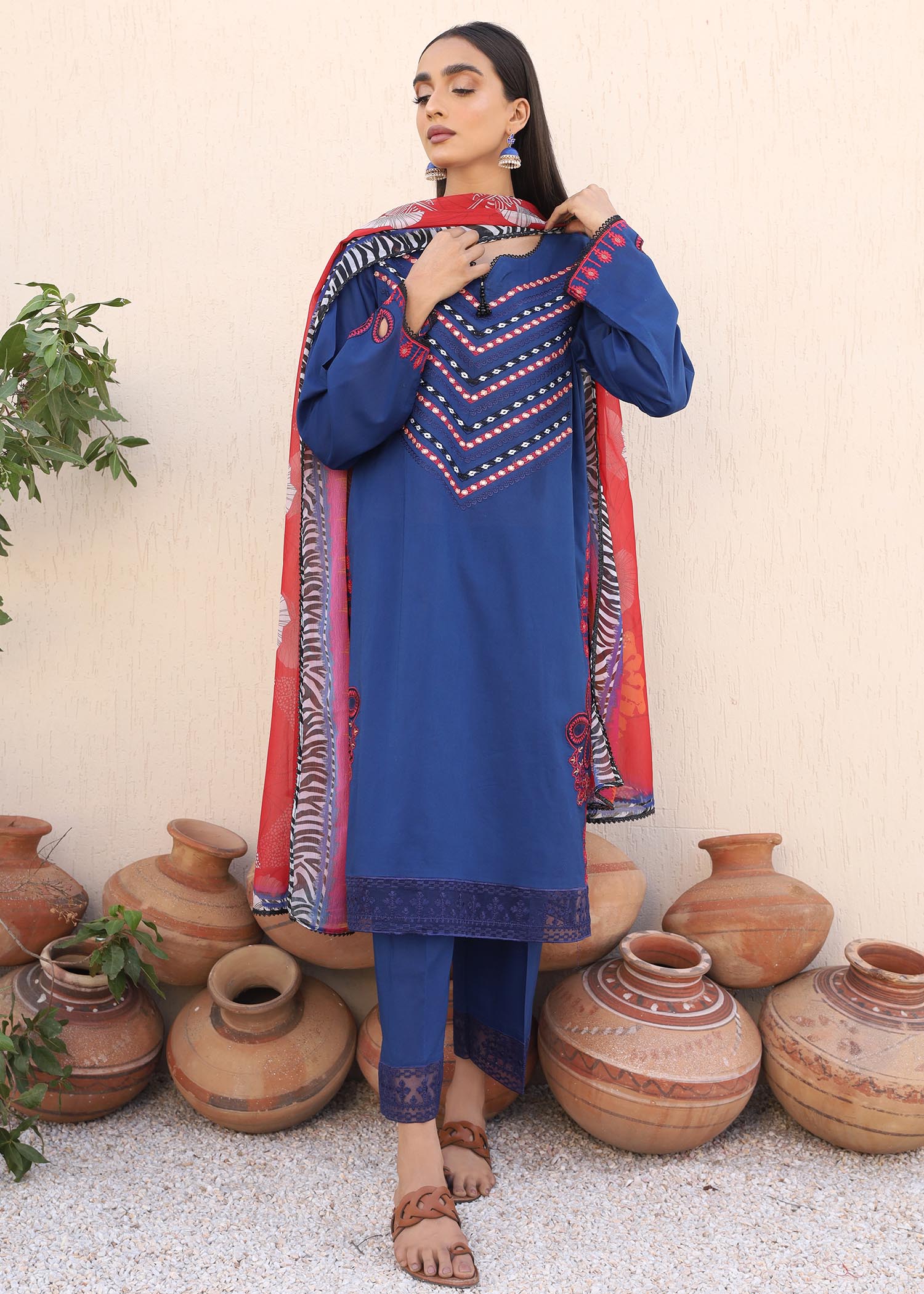 lawn Unstitched in Royal blue