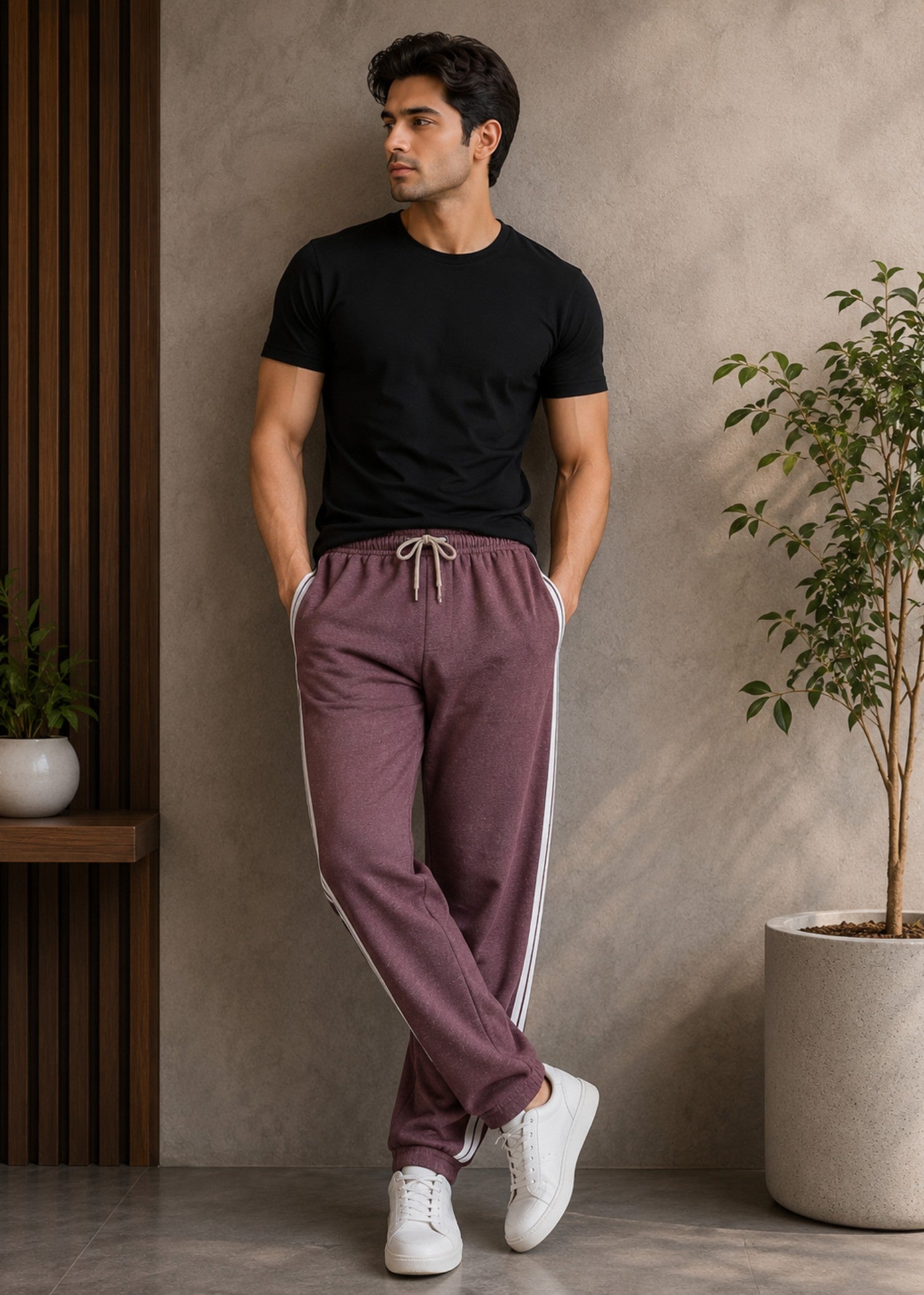 cotton Trousers in Maroon