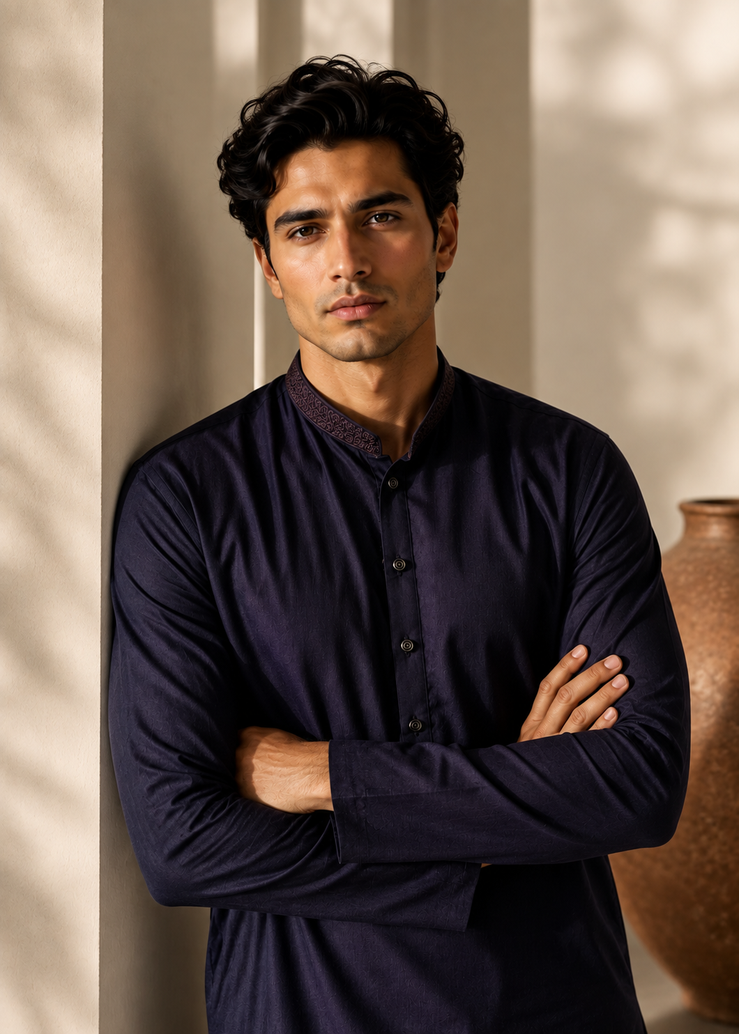 wash & wear Kurta in Plum