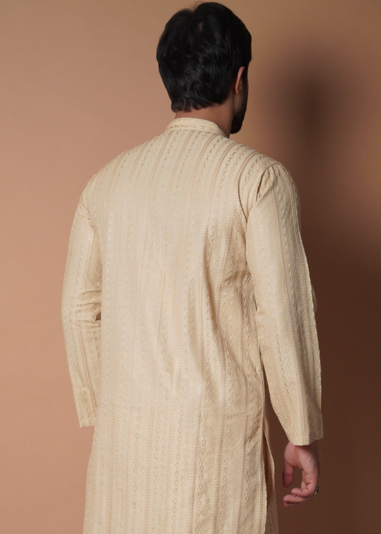 cotton silk Kurta Set in Cream