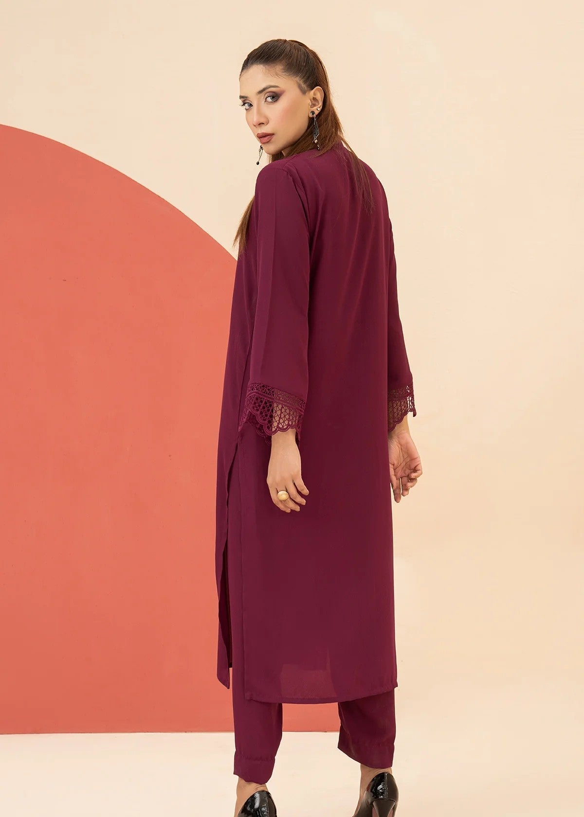 georgette Co ord Sets in Plum