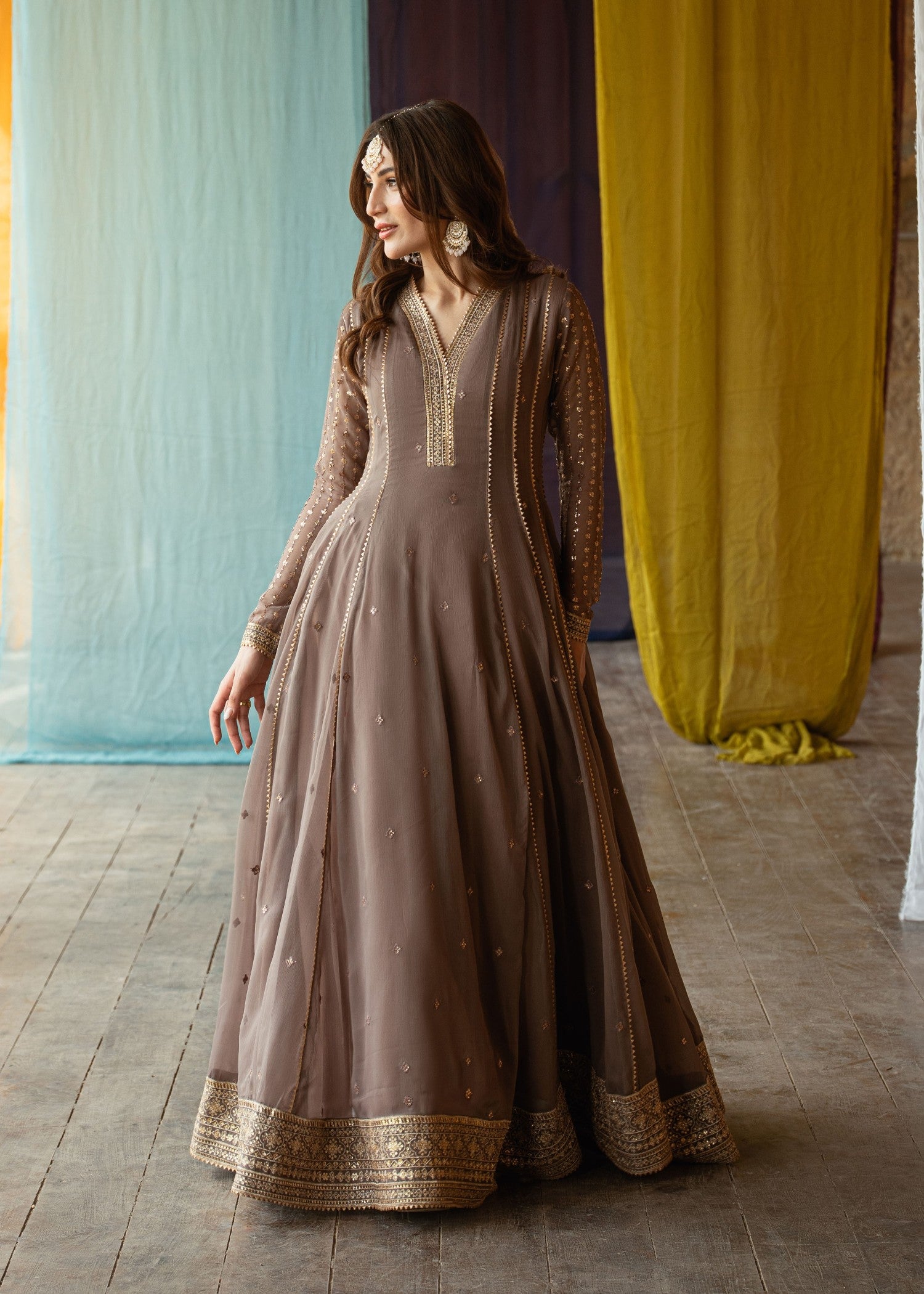 chiffon Maxi in Coffee brown