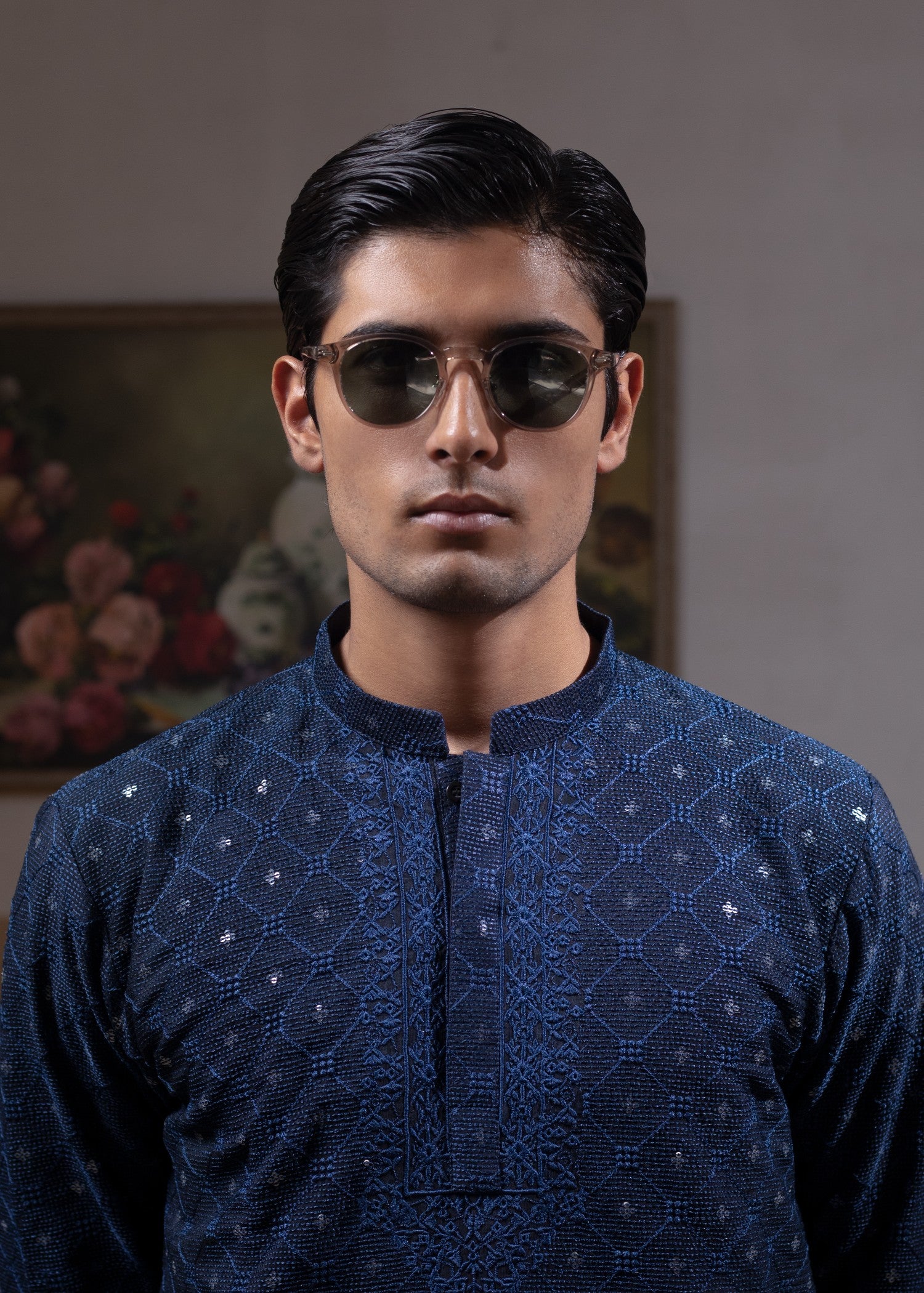 pk raw silk Kurta Set in Midnight
