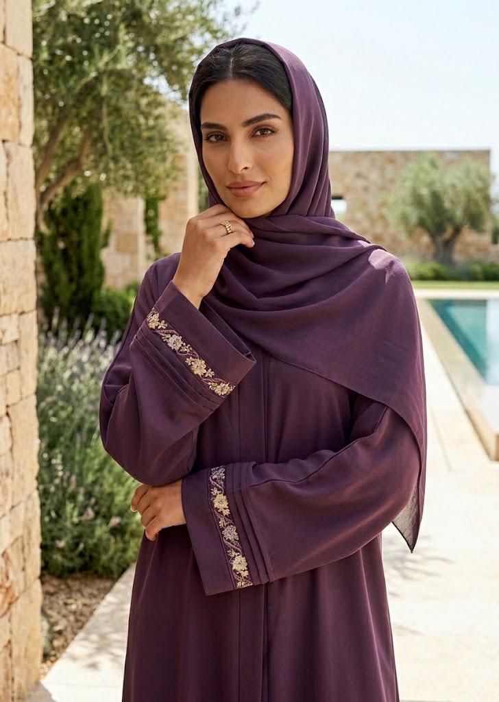 nidha Abaya in Plum