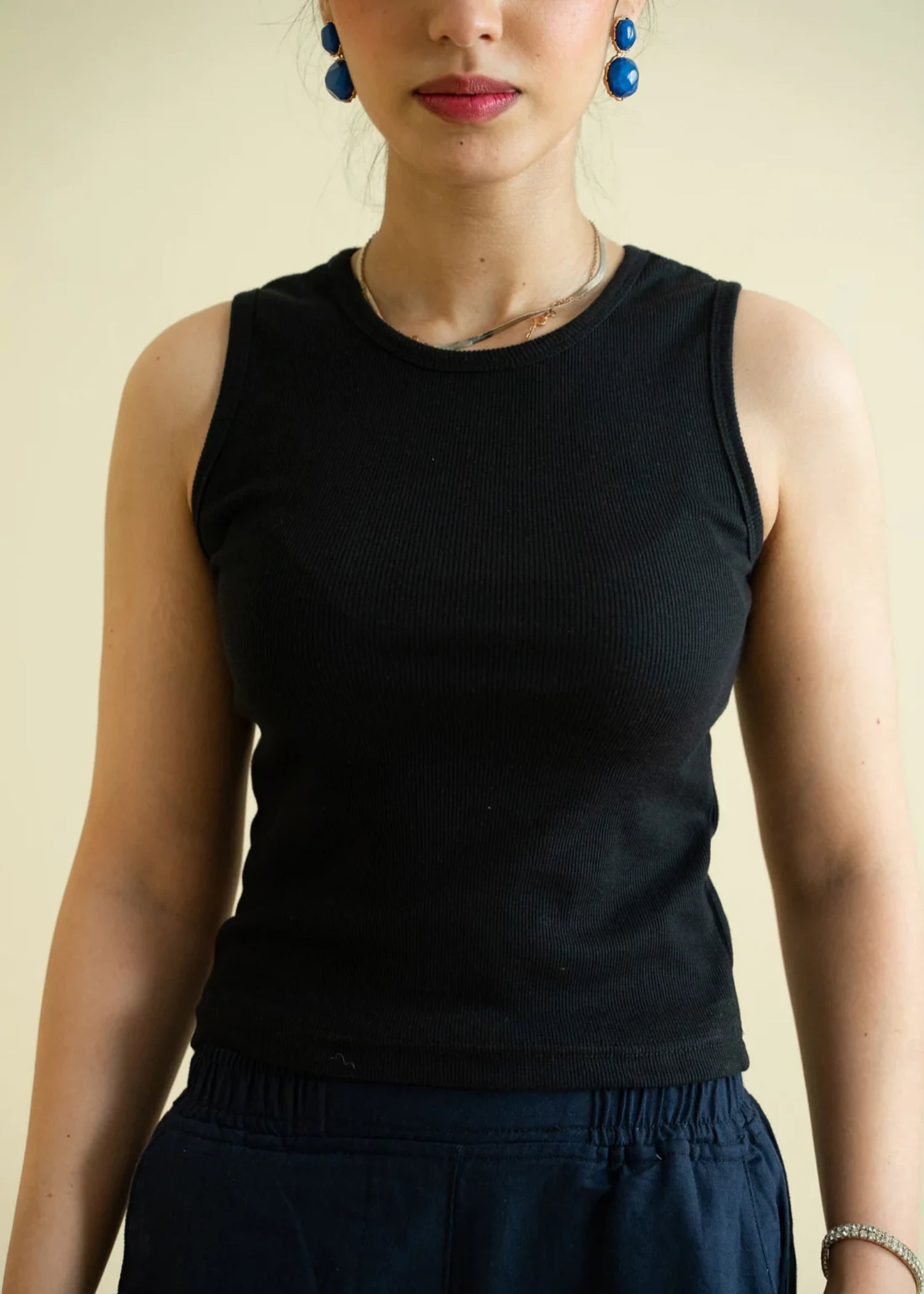 cotton Tank Top in Jet black