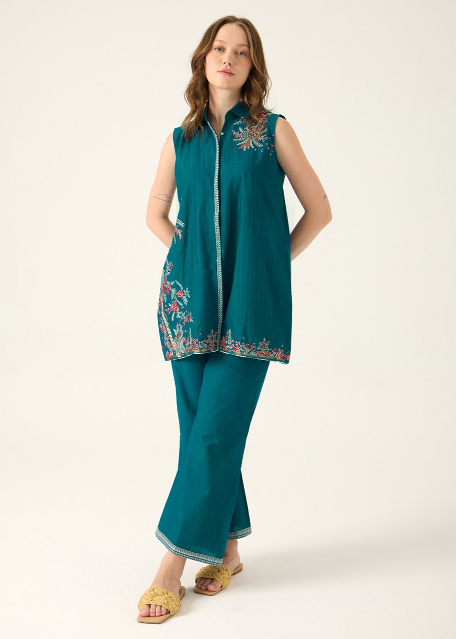 leno kara Co Ord Sets in Teal