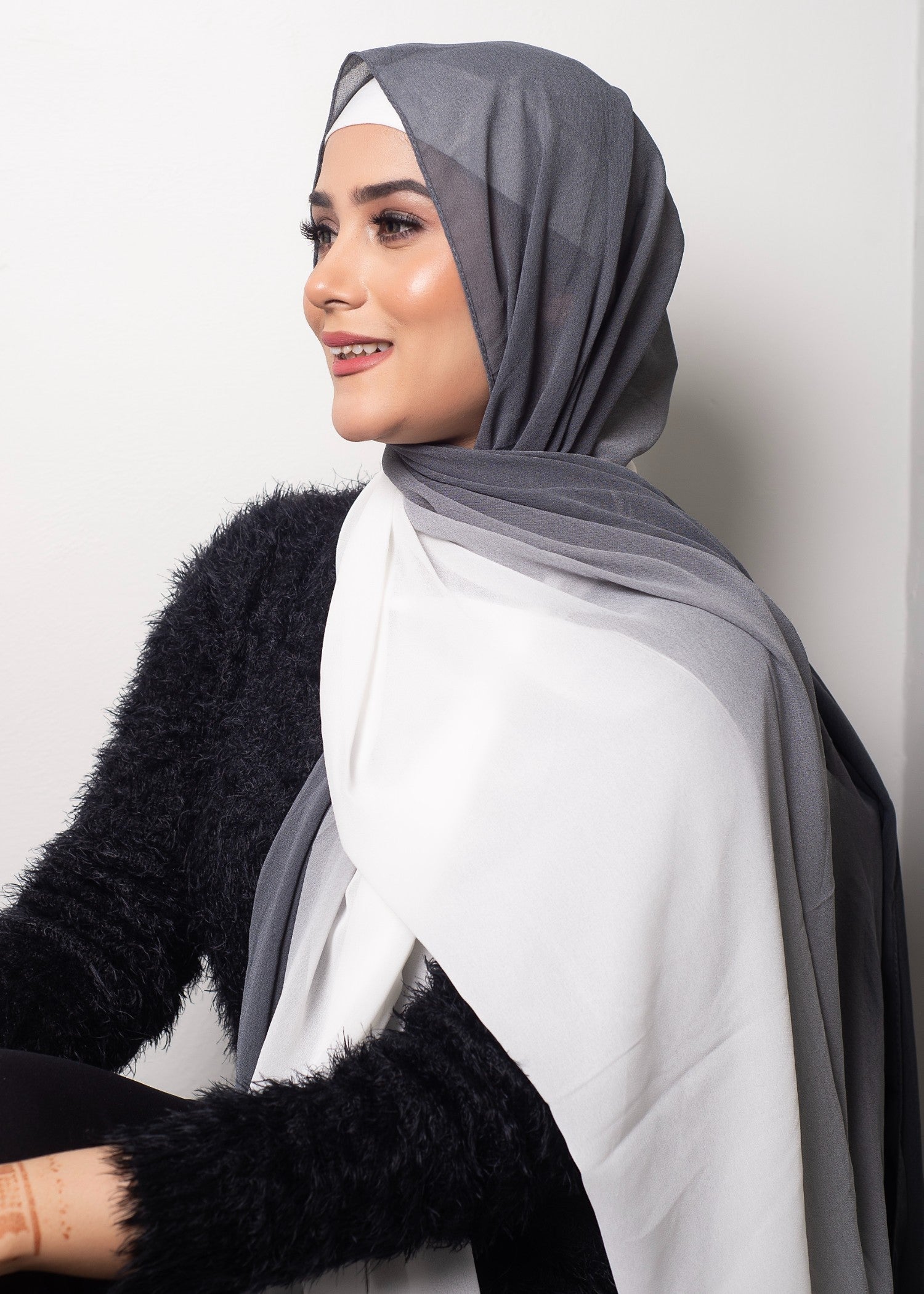 chiffon Hijab in Charcoal
