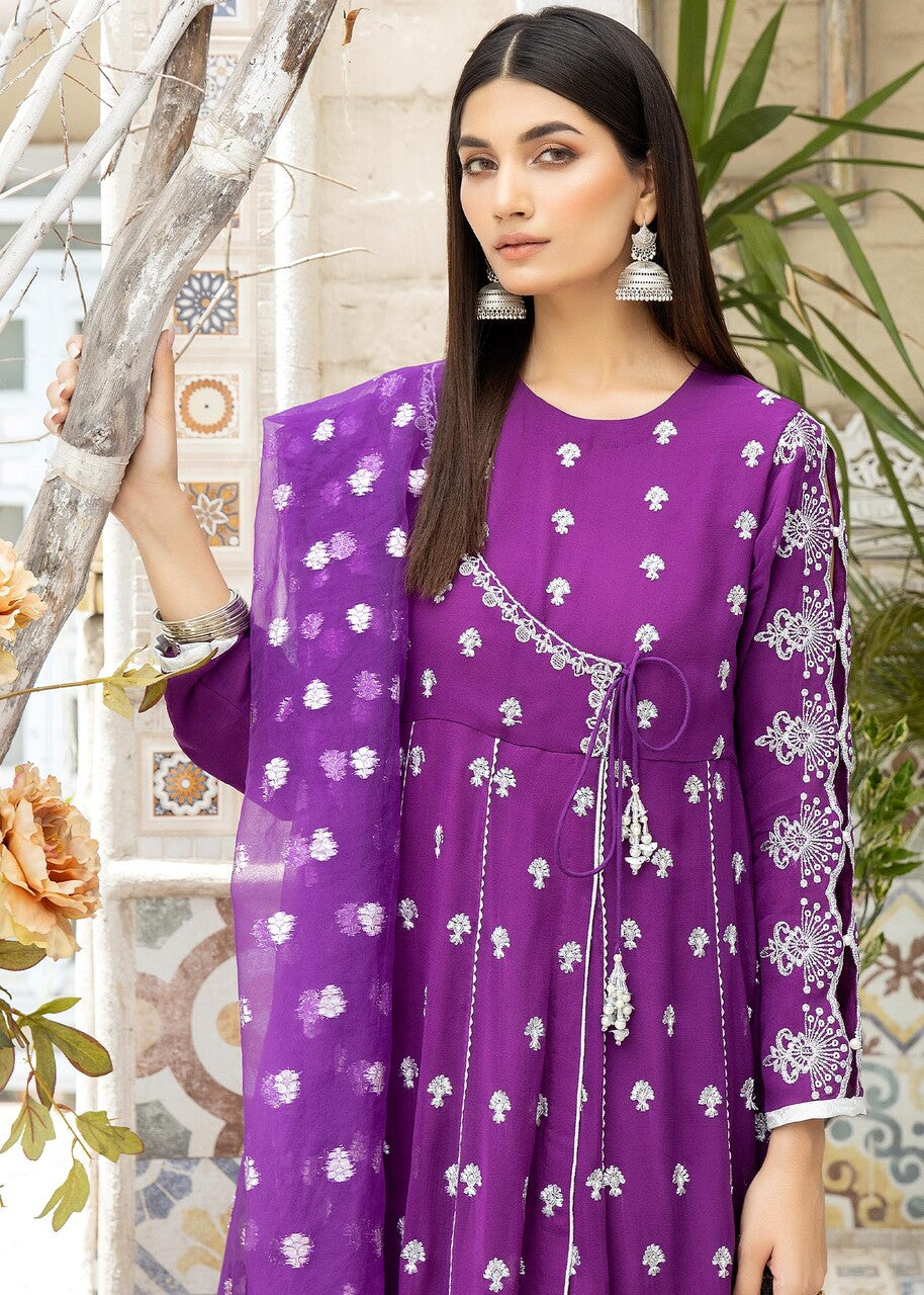 chiffon Angrakha in Purple