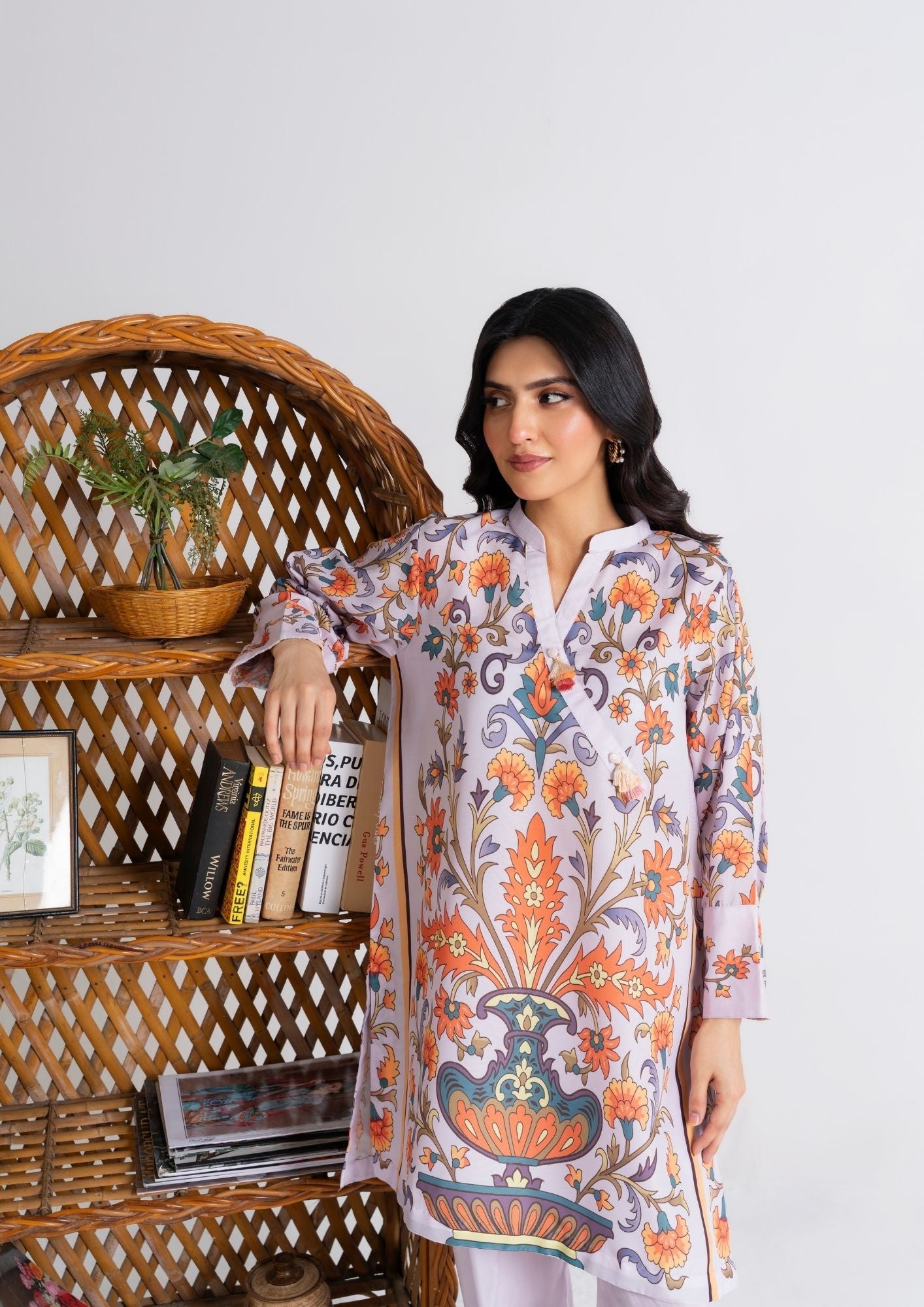 swiss cotton Kurta Set in Lilac