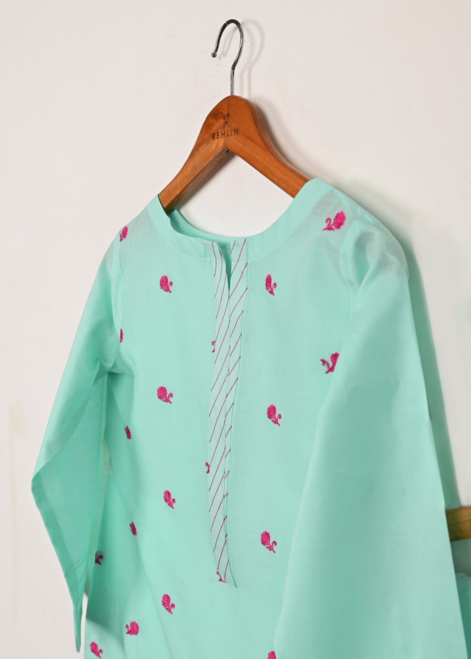 cambric Kurta Set in Aquamarine