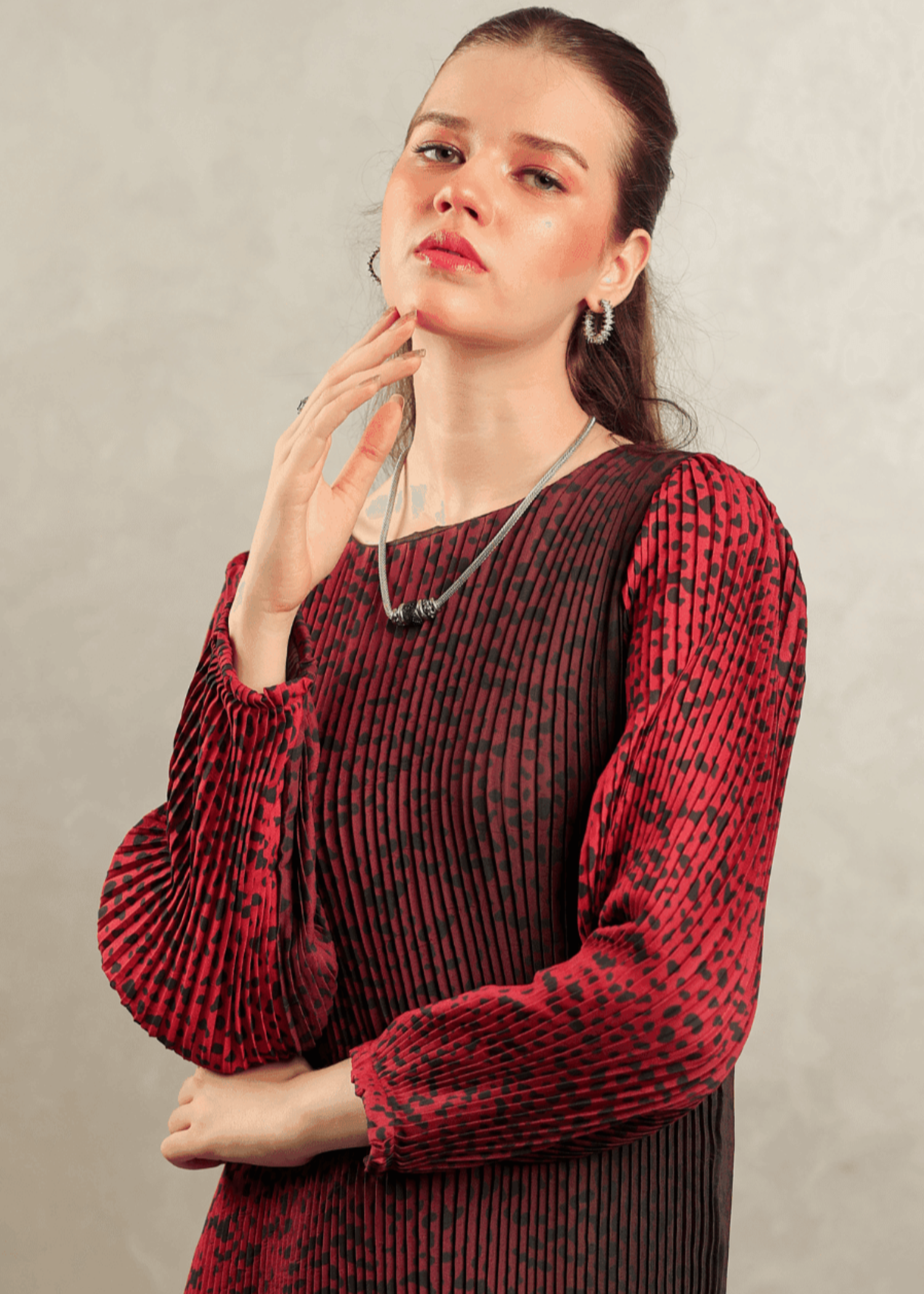 crepe Maxi in Maroon