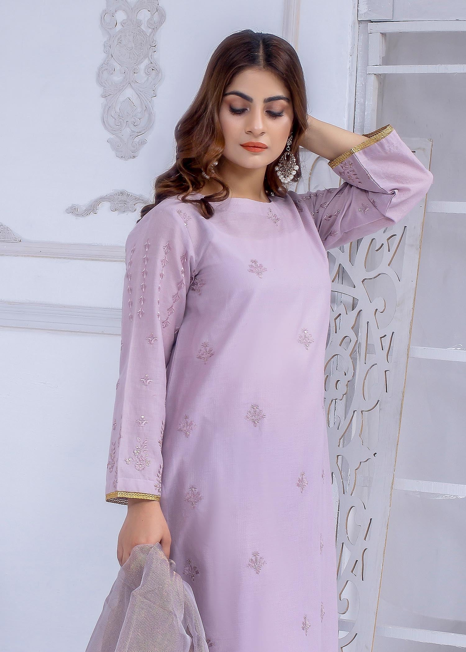 cotton dobby Kurta Set in Lilac