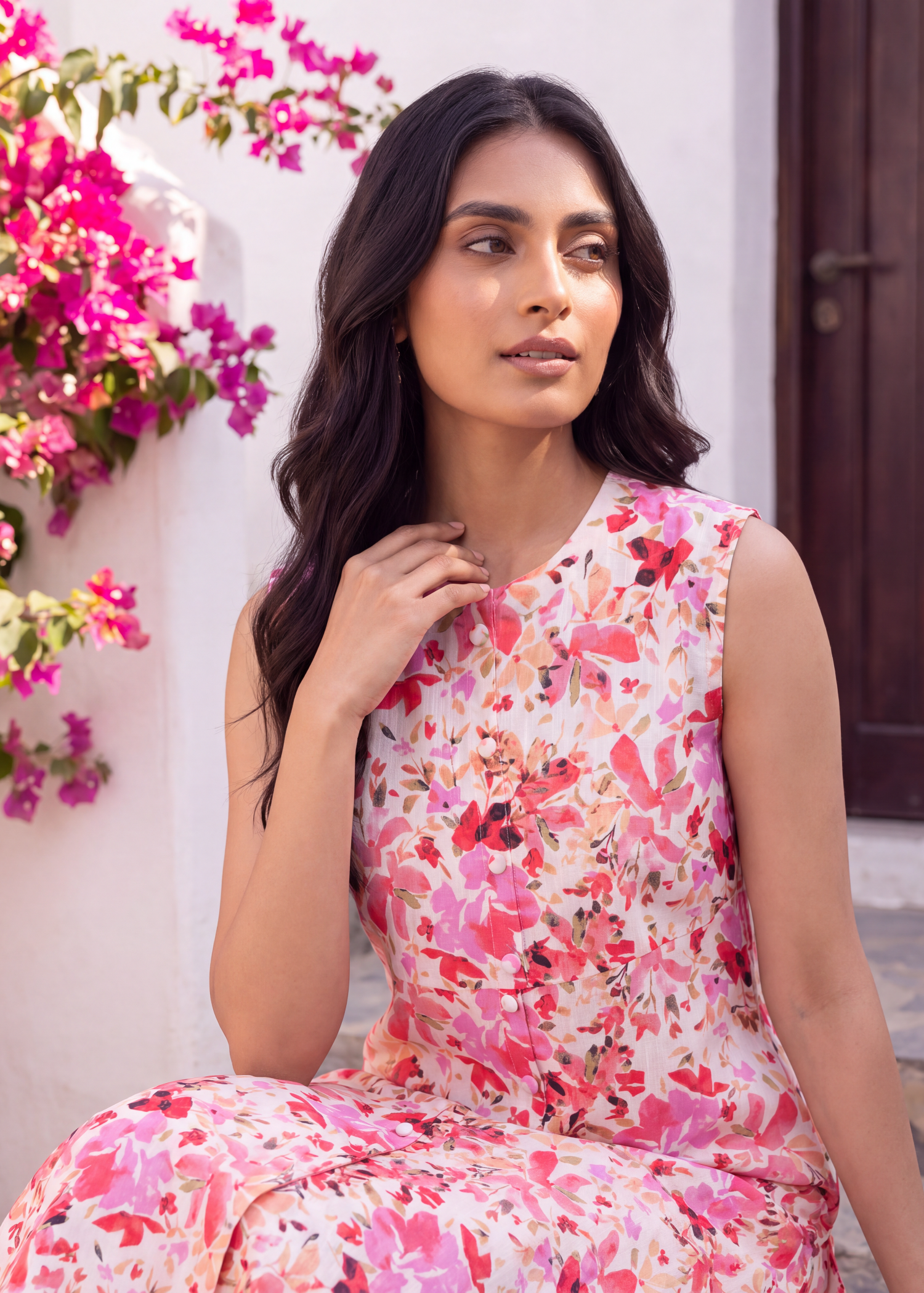 lawn Co Ord Sets in Bubblegum pink, off-white