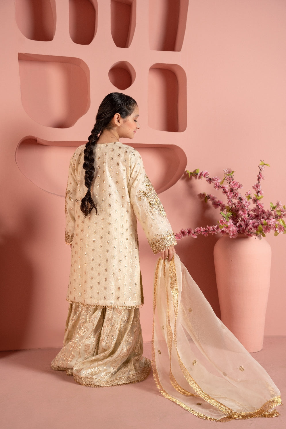 organza Gharara in Off-white